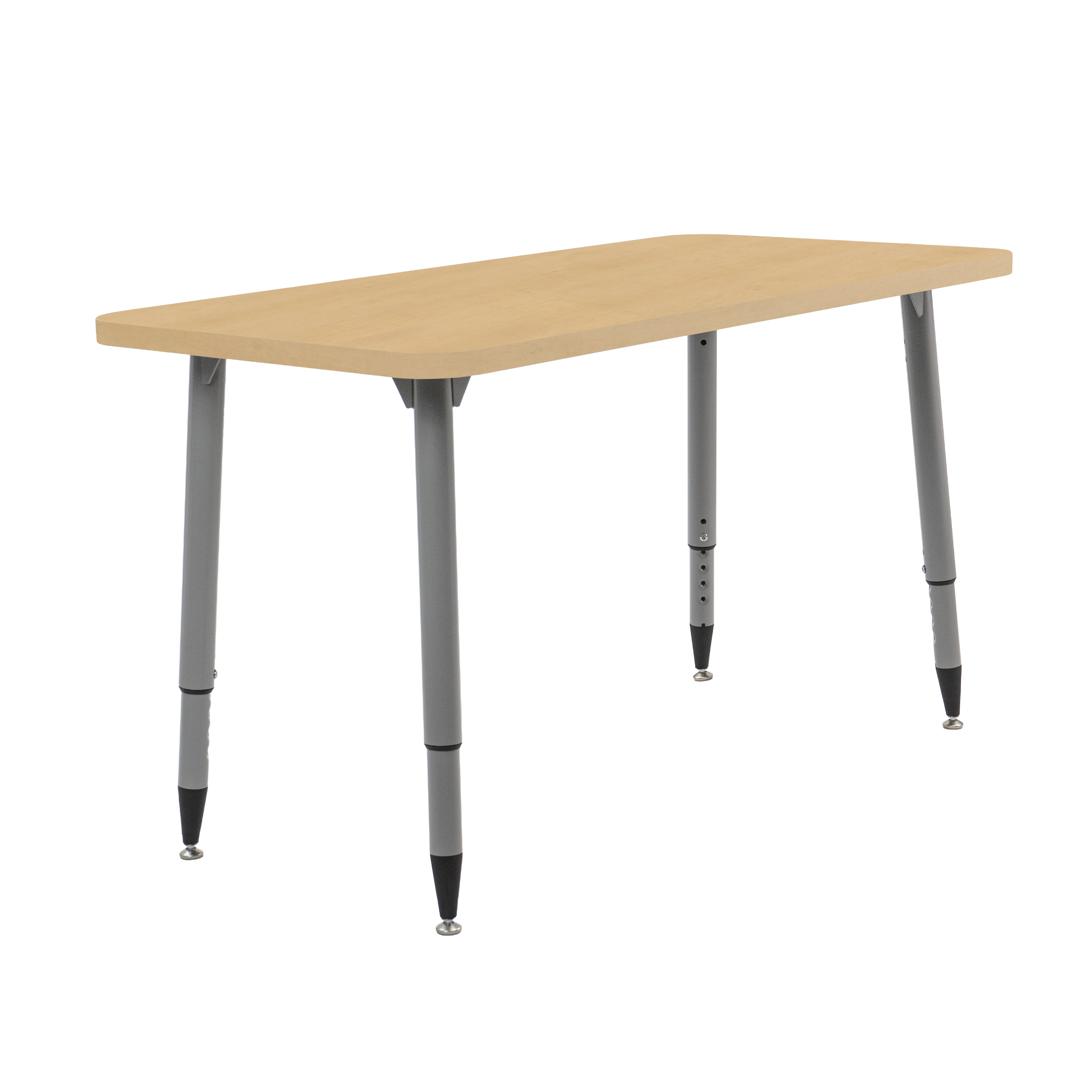 Adapte 24" x 48" Rectangle Woodgrain Activity Table with Adjustable Tapered Legs - Maple Grain/Silver