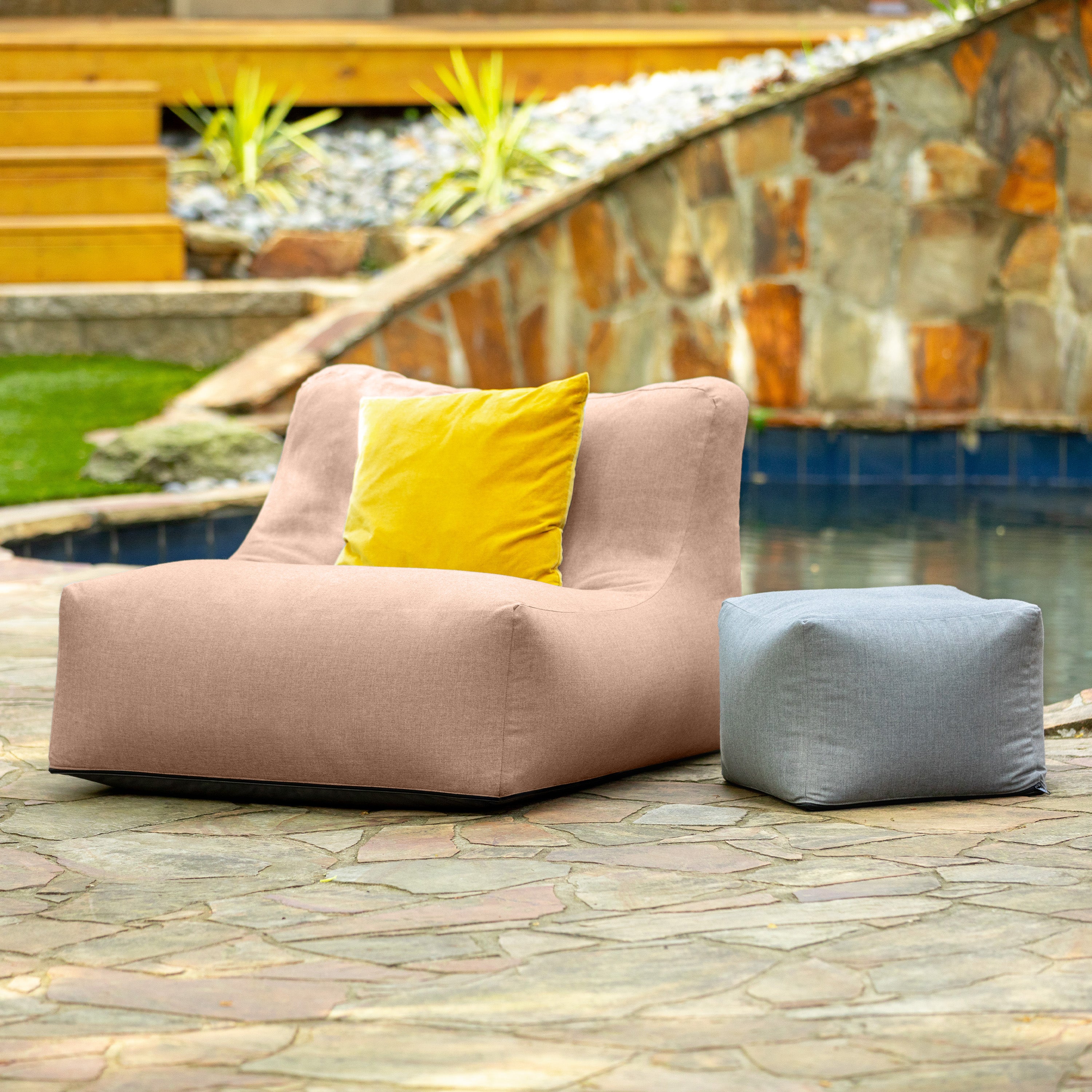 Coza Outdoor Chair - Large Bean Bag Lounge Chair for Poolside & Patio Lounging - Sunbrella, Petal