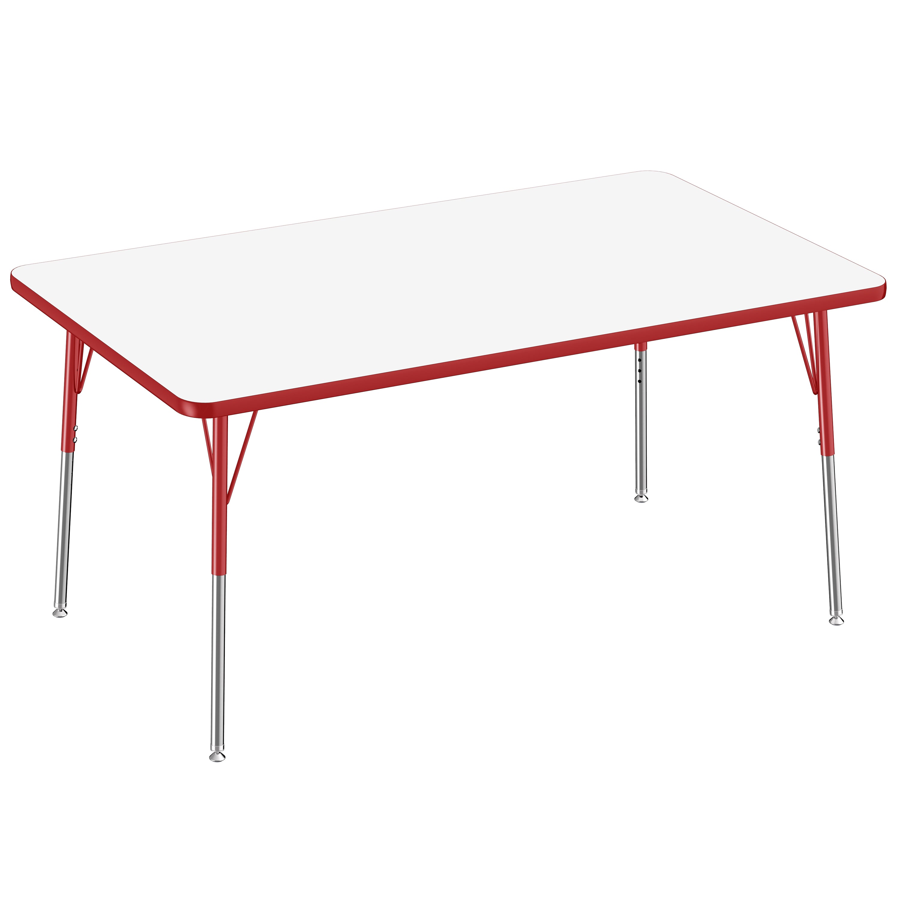 36" x 60" Rectangle Dry-Erase Activity Table with Adjustable Standard Swivel Glide Legs - Whiteboard/Red