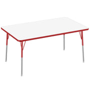 36" x 60" Rectangle Dry-Erase Activity Table with Adjustable Standard Swivel Glide Legs - Whiteboard/Red