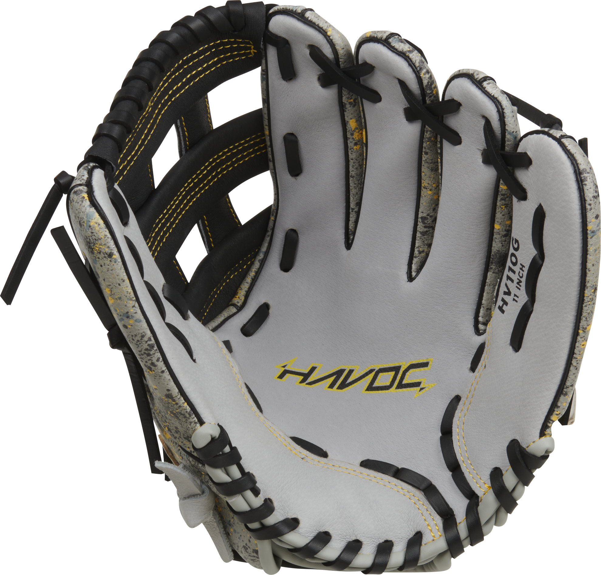 Easton Havoc Series 11-Inch Baseball Glove  - Right Hand Thrower - Grey/Black/Yellow