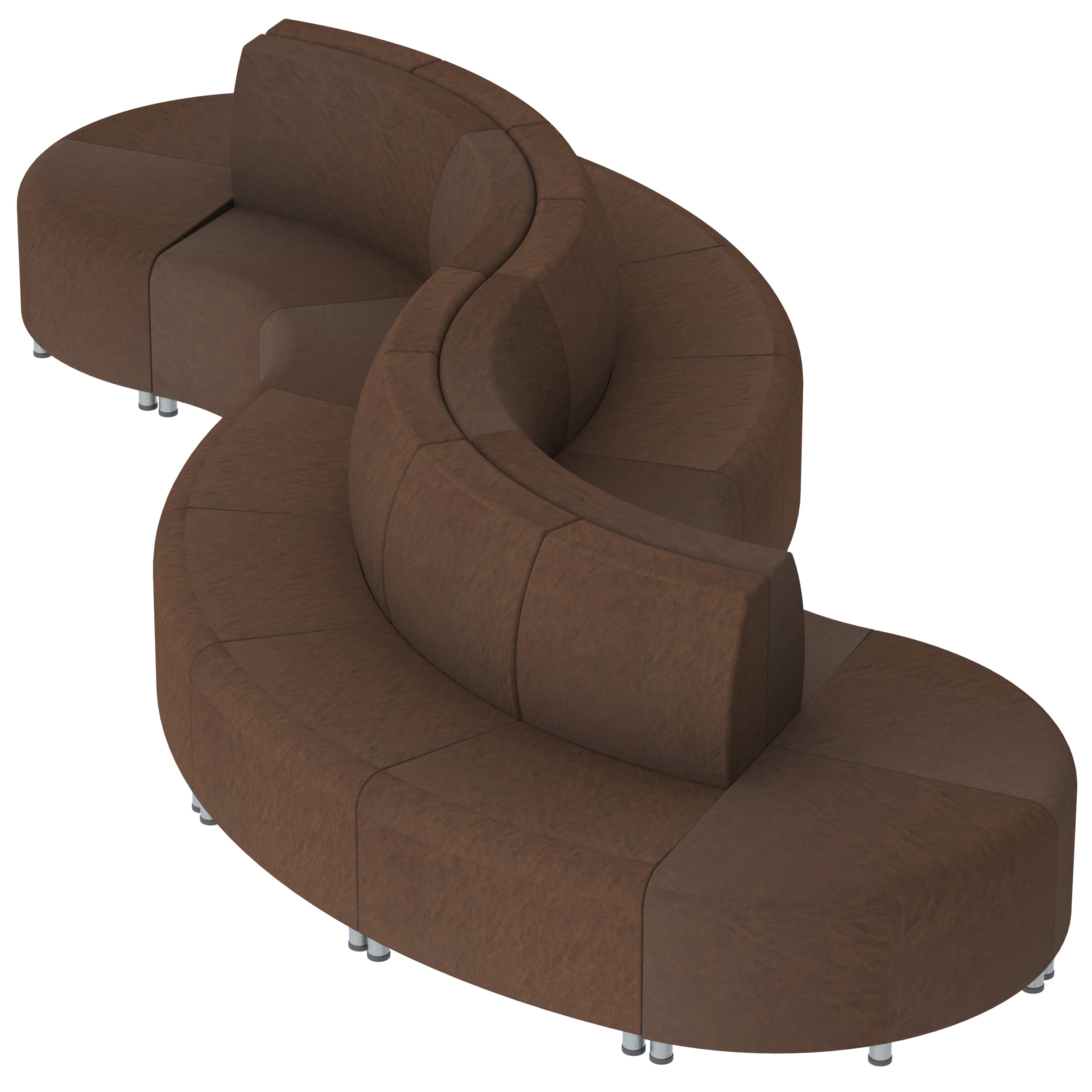 Pro Series Rustic Connect Curved Swell Seating, 16-Piece Set - Walnut