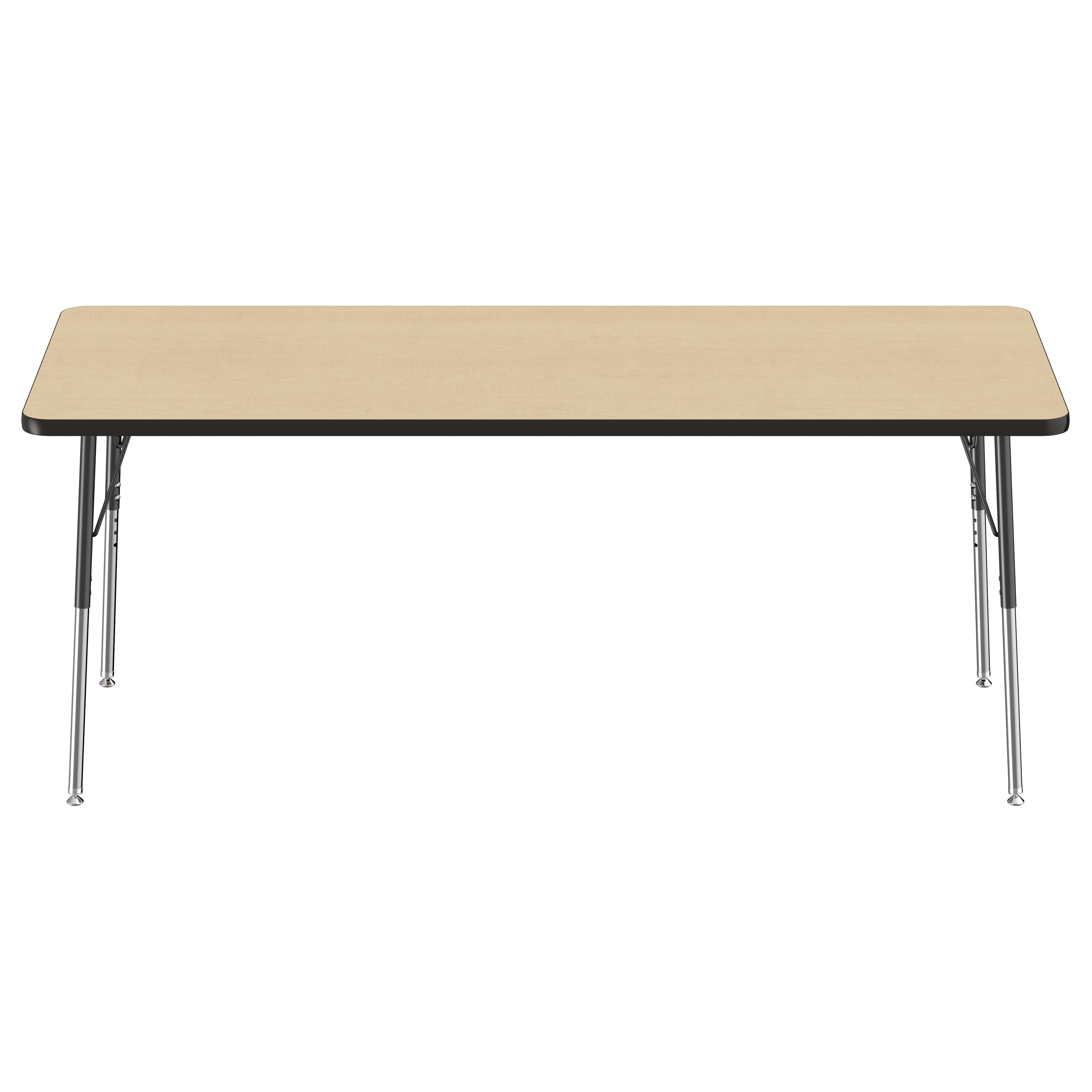 30" x 72" Rectangle T-Molding Activity Table with Adjustable Standard Swivel Glide Legs - Maple/Black