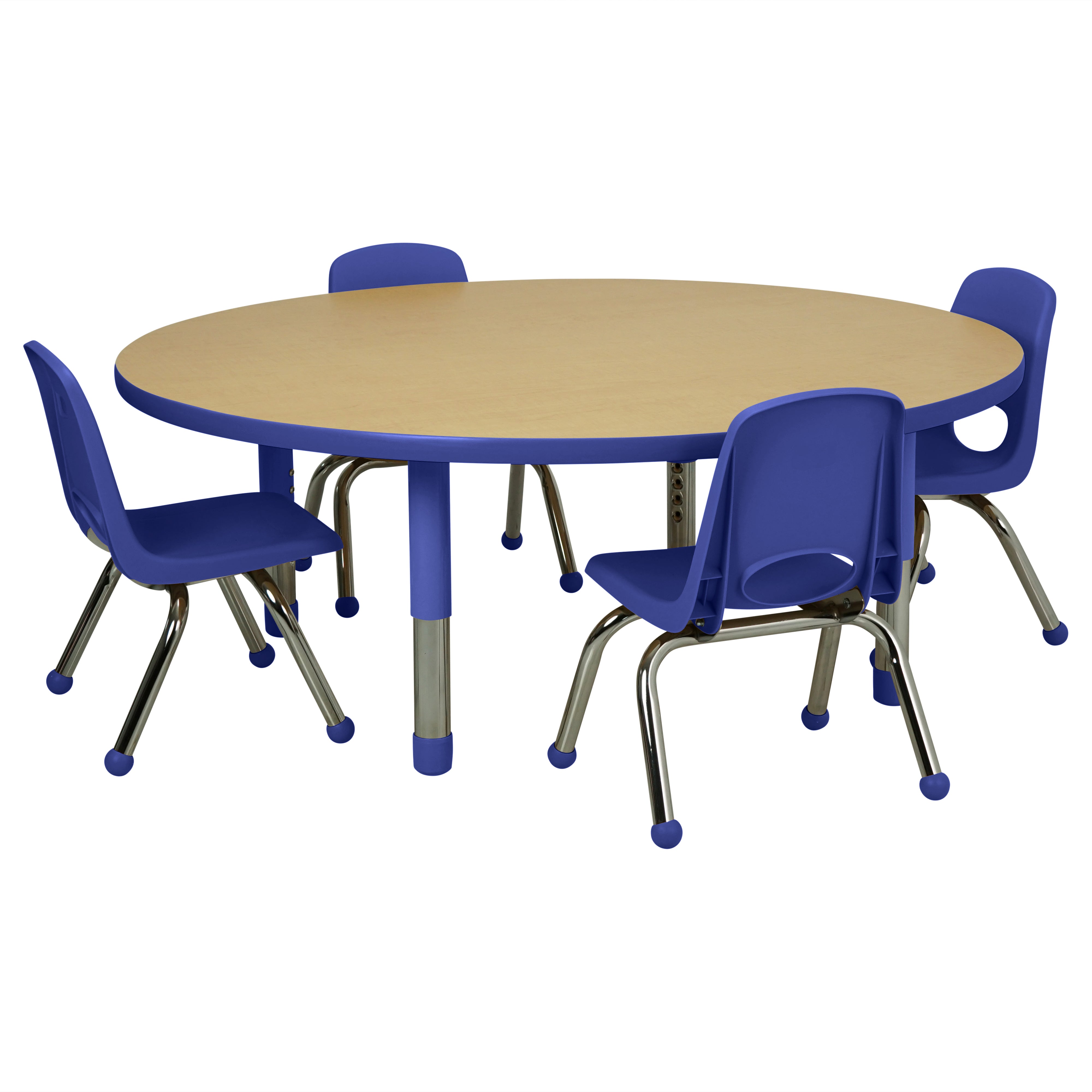 48" Round T-Molding Activity Table with Adjustable Tiny Tot Legs - Maple/Blue