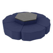 Pro Series Hexagon Ottoman Table with Petal 12" H Seating, 7-Piece Set - Navy/Cosmic Strandz