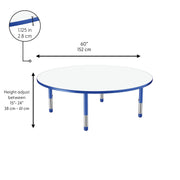 60" Round Dry-Erase Activity Table with Adjustable Chunky Legs - Whiteboard/Blue