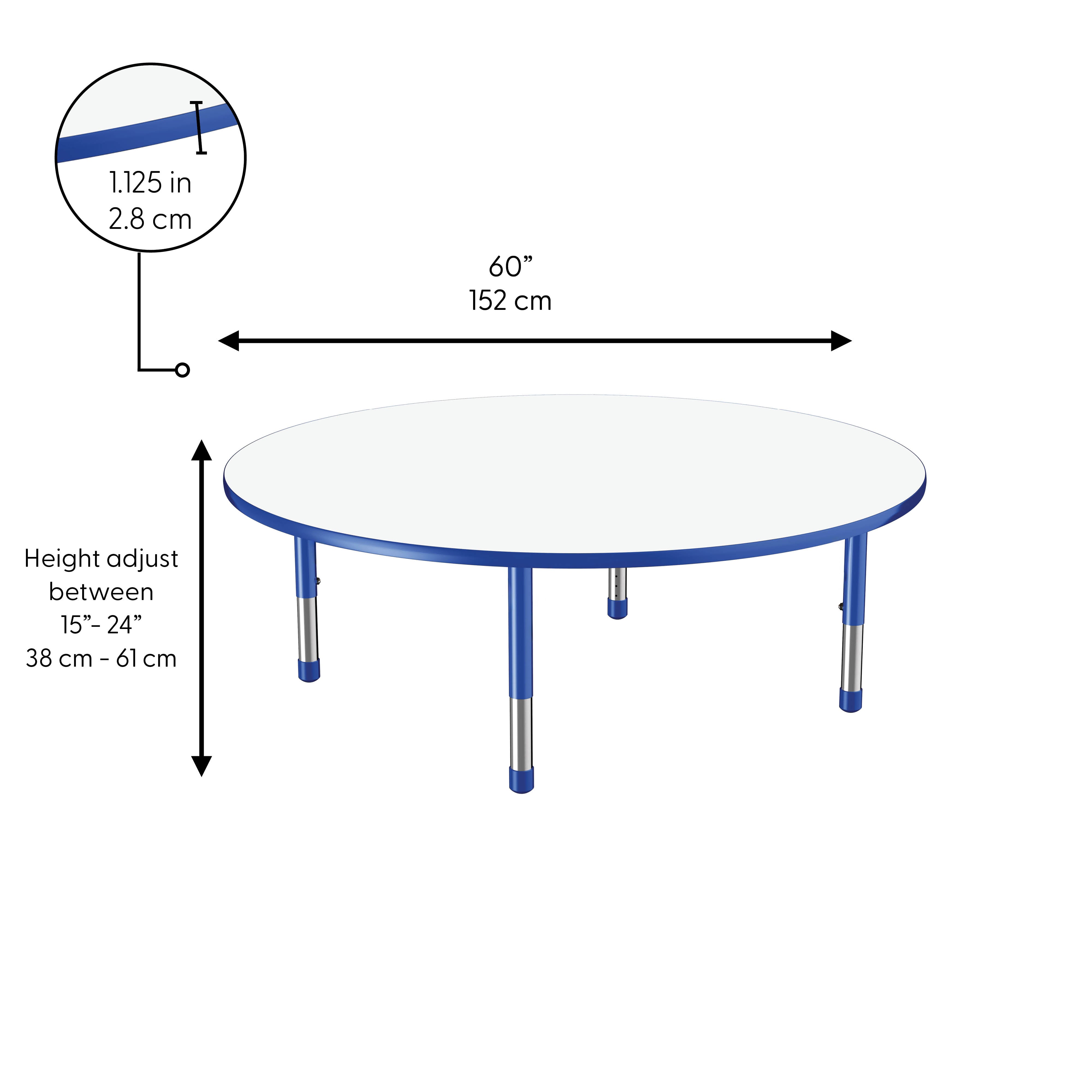 60" Round Dry-Erase Activity Table with Adjustable Chunky Legs - Whiteboard/Blue