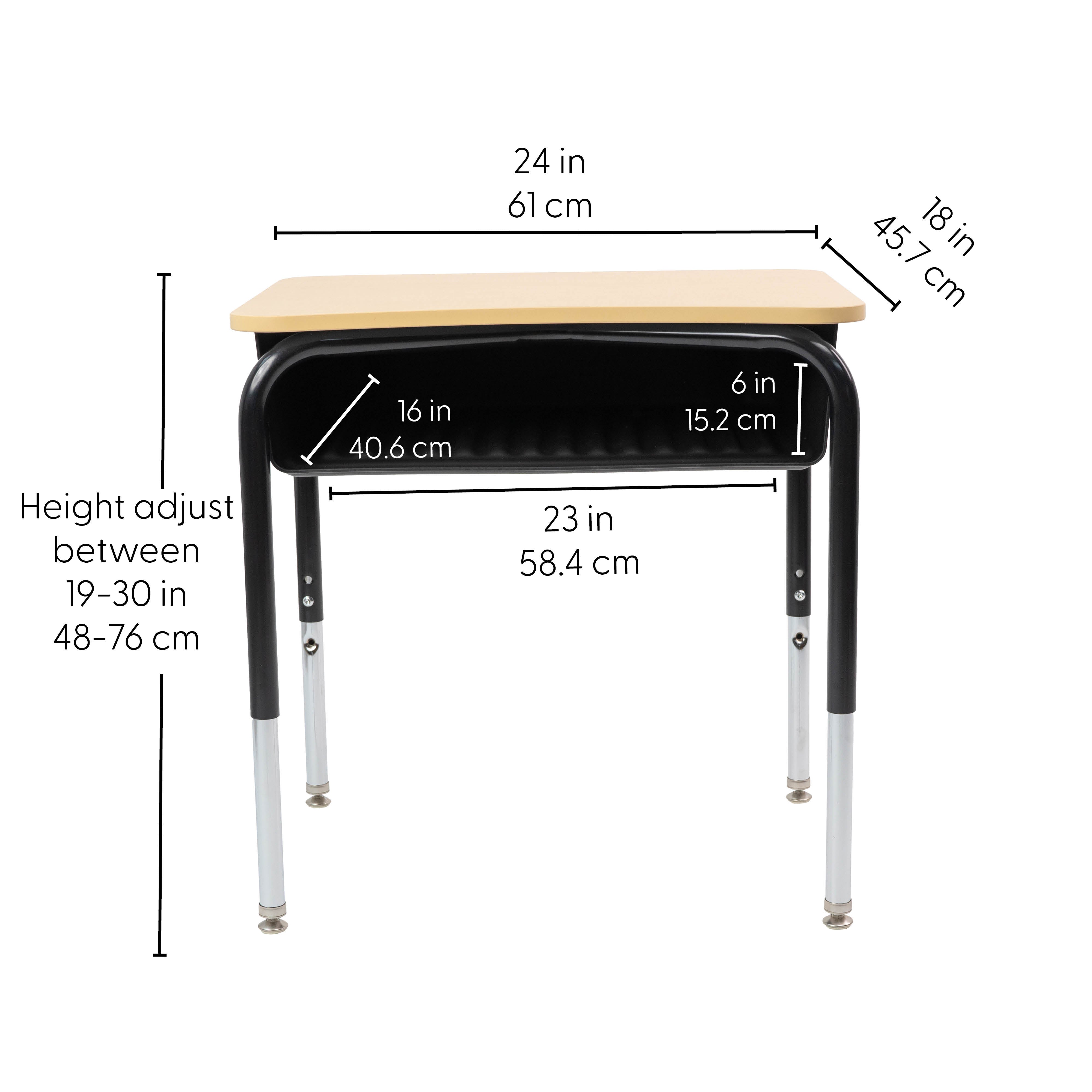 18" x 24" Belly Curve Open Front Desk with Book Box, 2-pack - Maple/Maple/Black