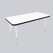 24" x 48" Rectangle Thermofused Activity Table with Adjustable Standard Swivel Glide Legs - White/Black/White