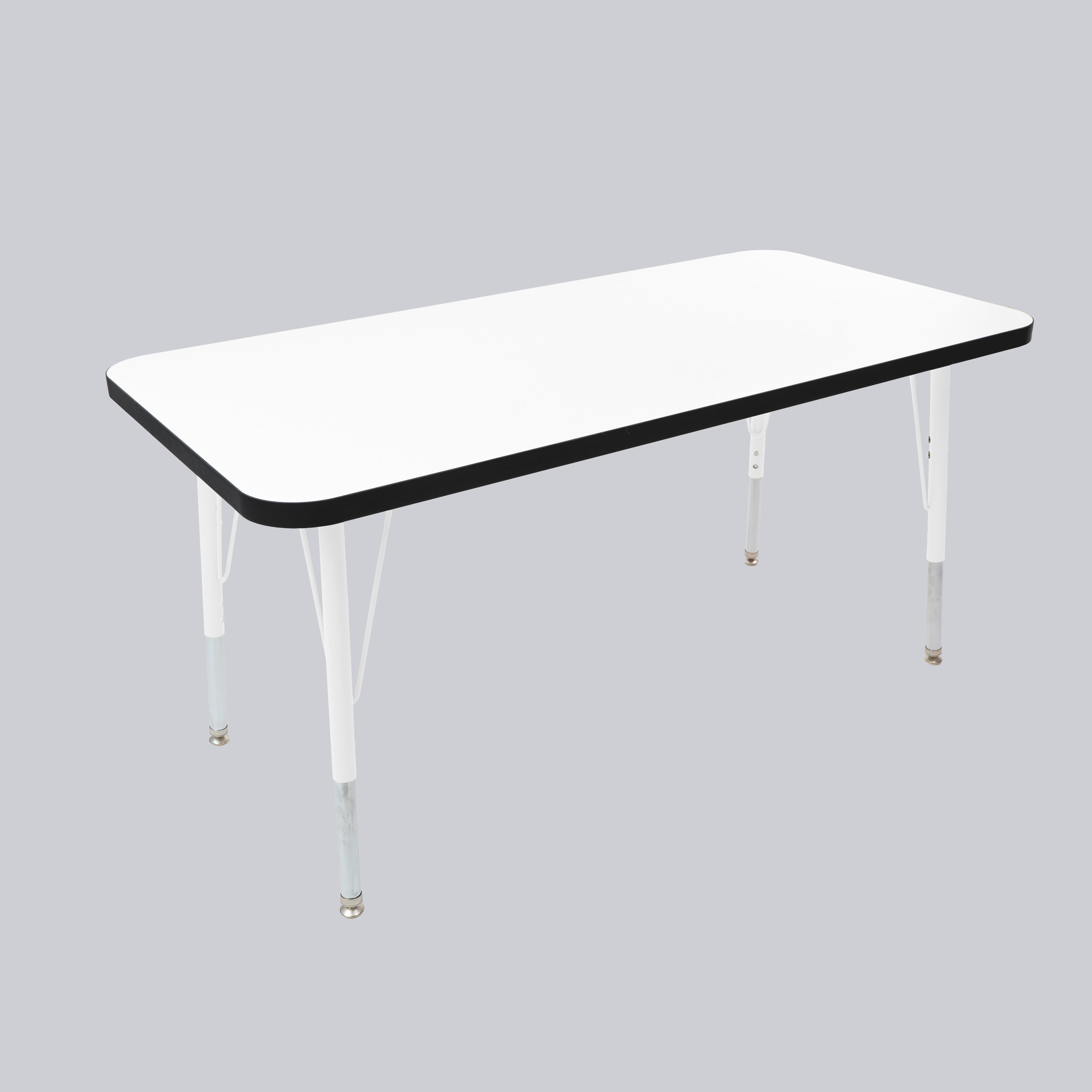 24" x 48" Rectangle Thermofused Activity Table with Adjustable Standard Swivel Glide Legs - White/Black/White