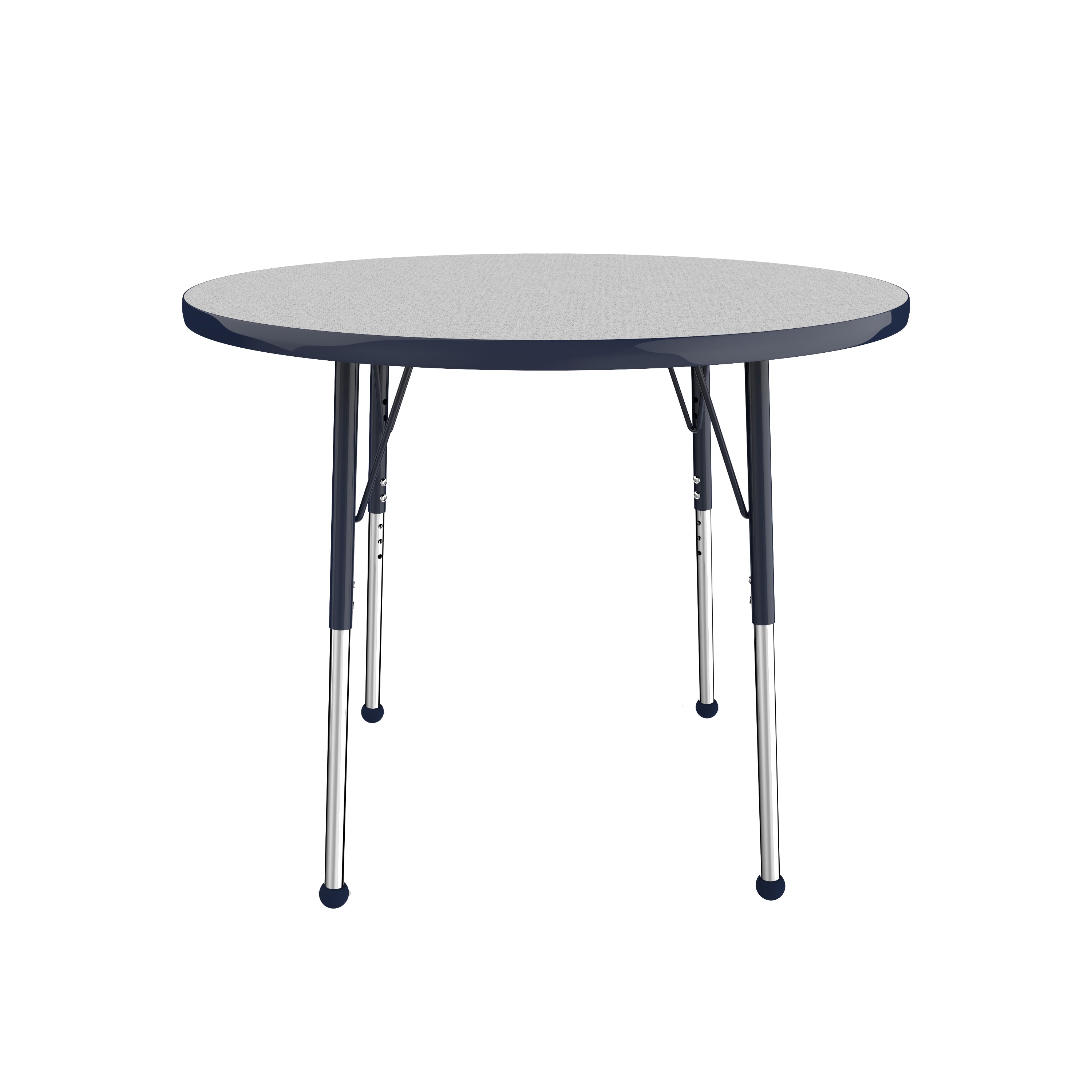 36" Round T-Molding Activity Table with Adjustable Standard Ball Glide Legs - Gray/Navy