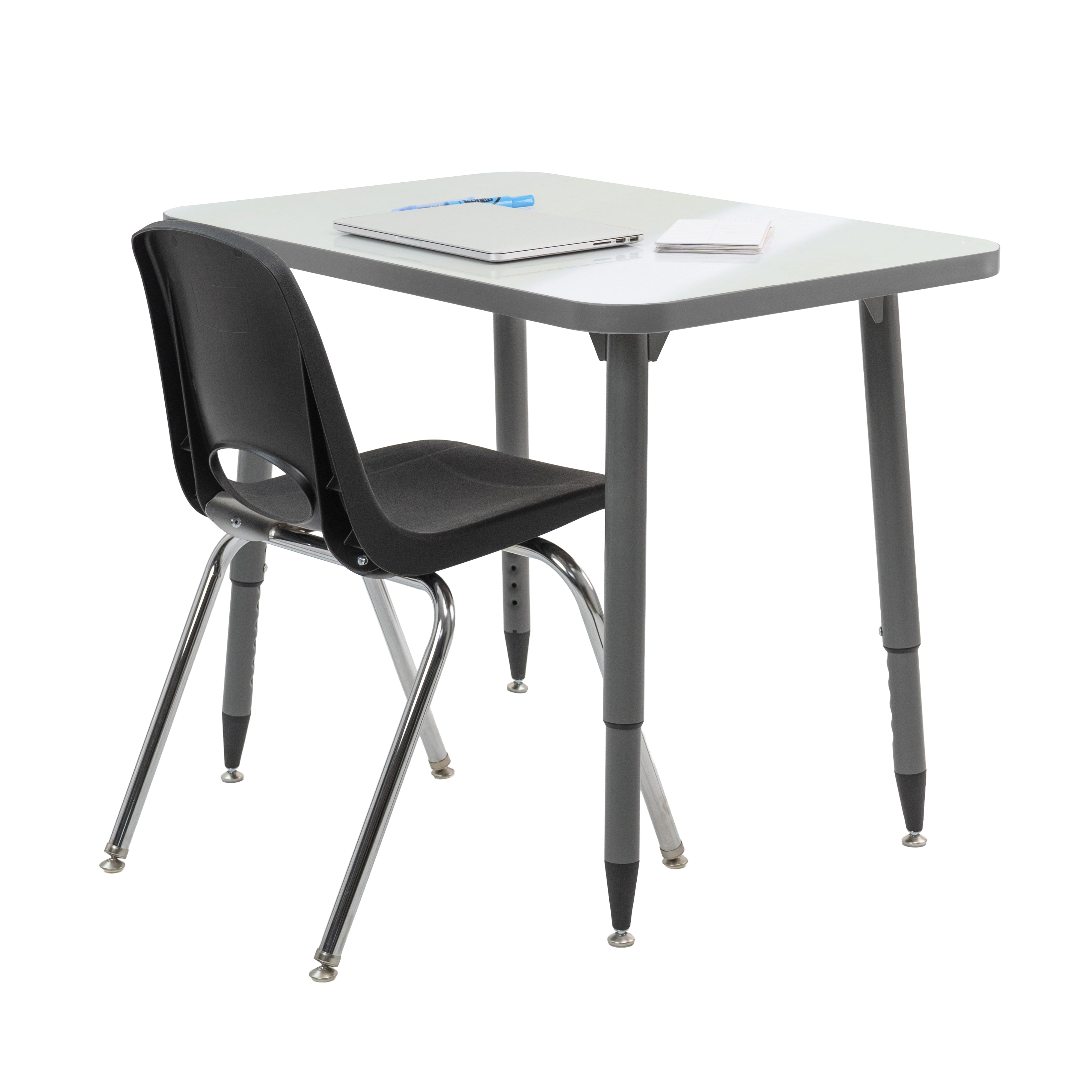 Adapte 24" x 36" Rectangle Dry-Erase Activity Table with Adjustable Tapered Legs - Whiteboard/North Sea