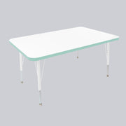 30" x 48" Rectangle Thermofused Activity Table with Adjustable Standard Swivel Glide Legs - White/Seafoam/White