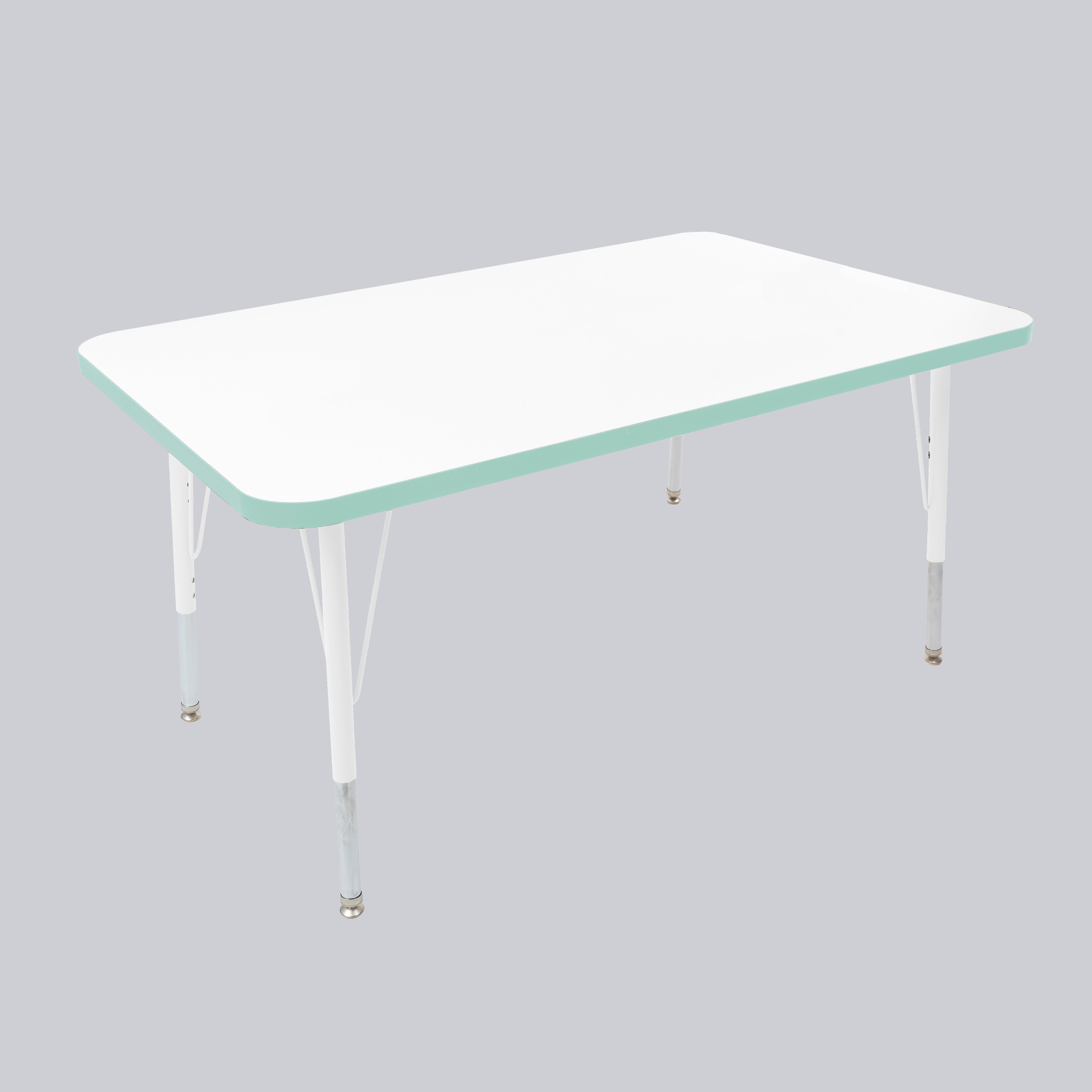 30" x 48" Rectangle Thermofused Activity Table with Adjustable Standard Swivel Glide Legs - White/Seafoam/White