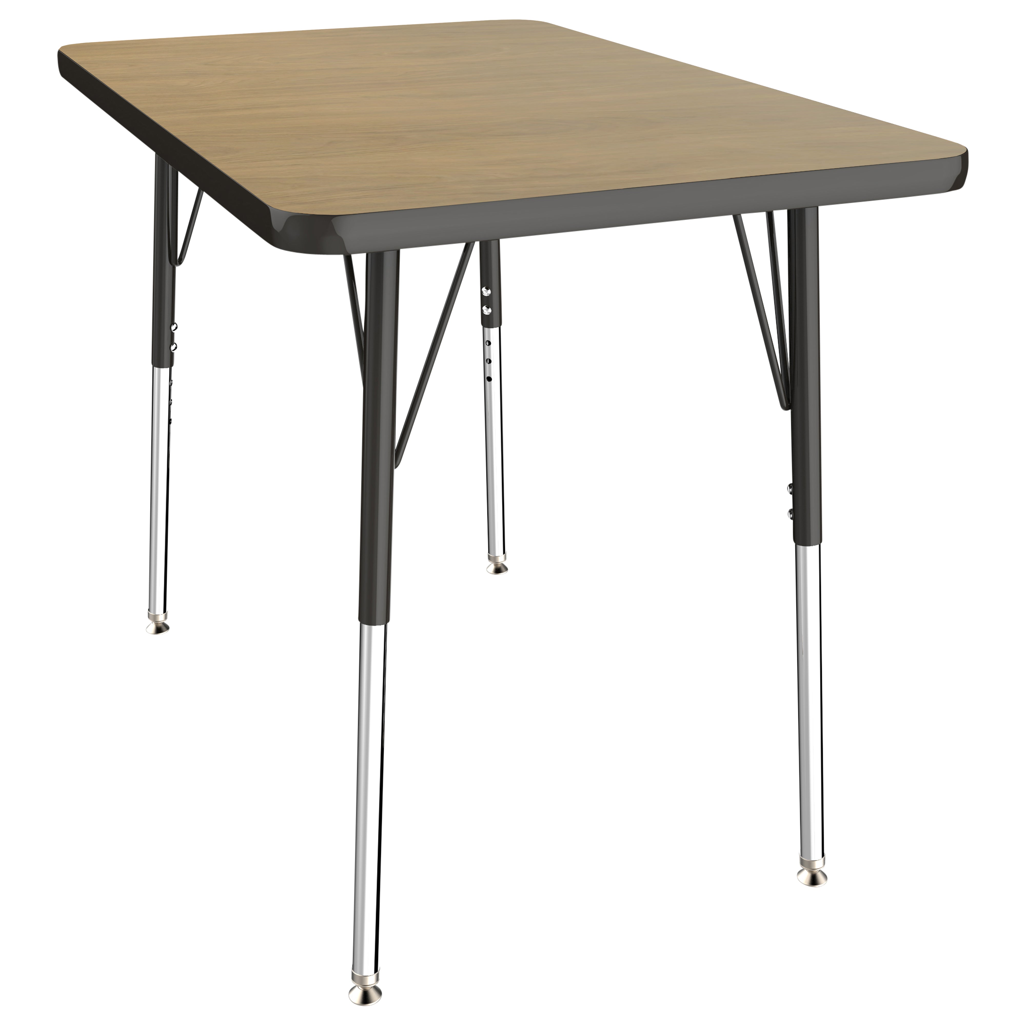 24" x 36" Rectangle T-Molding Activity Table with Adjustable Standard Swivel Glide Legs - Pasadena Oak/Black