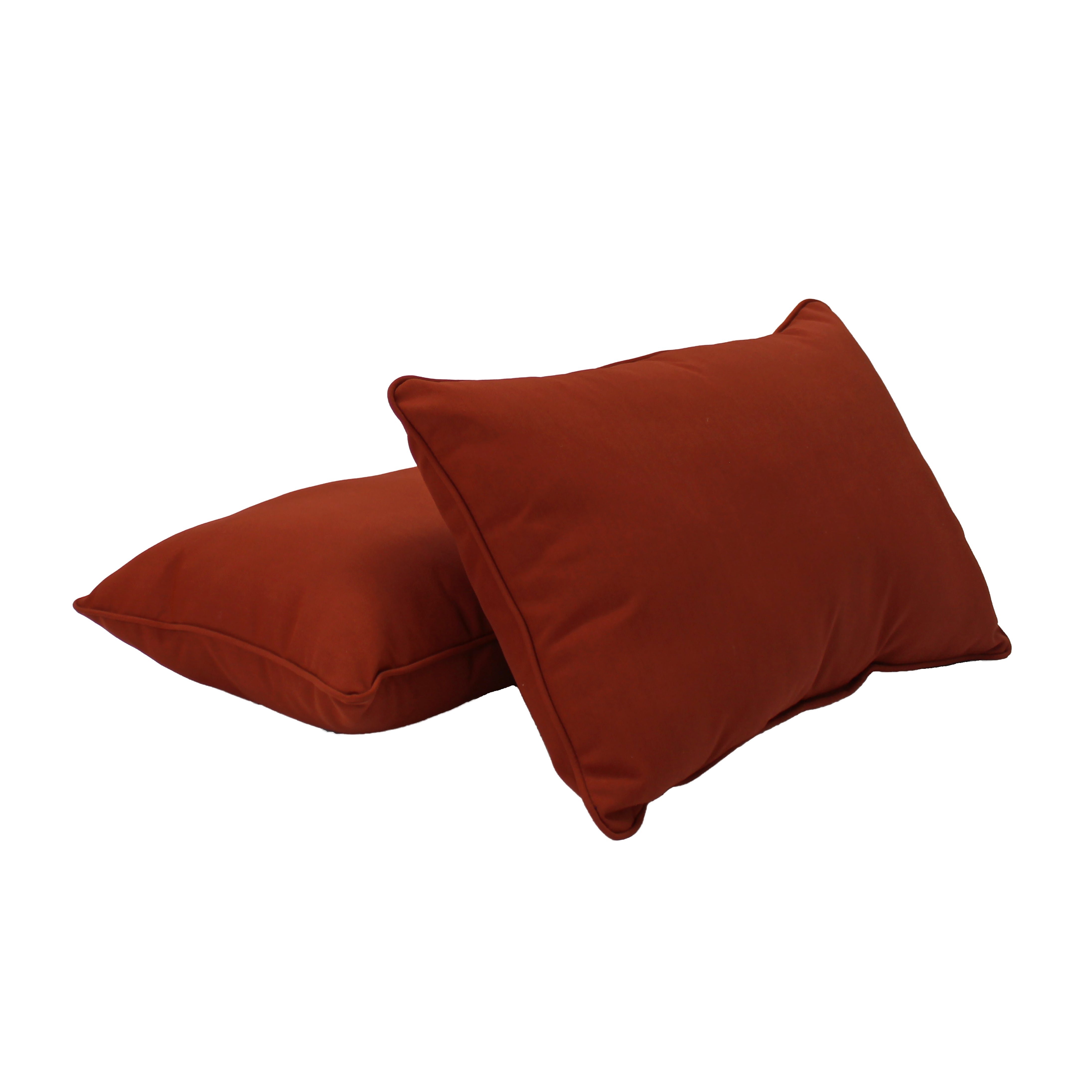 Presidio 12" x 20" Lumbar Indoor/Outdoor Pillow with Piping, 2-Piece - Rust Red