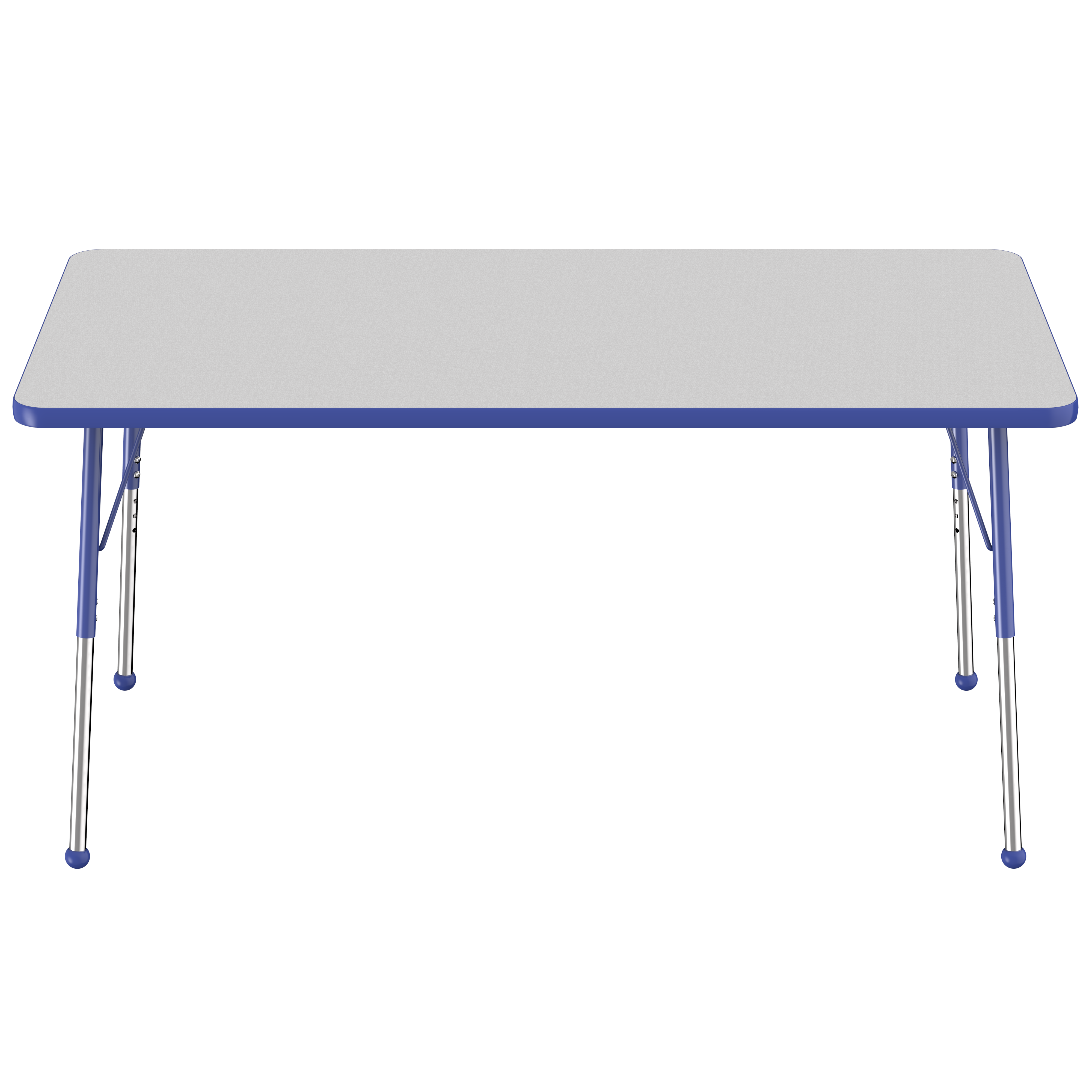 36" x 60" Rectangle T-Molding Activity Table with Adjustable Standard Ball Glide Legs - Gray/Blue