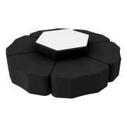 Pro Series Dry-Erase Hexagon Ottoman Table with Petal 12" H Seating, 7-Piece Set - Black/Whiteboard
