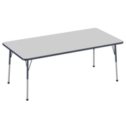 36" x 72" Rectangle T-Molding Activity Table with Adjustable Standard Ball Glide Legs - Gray/Navy