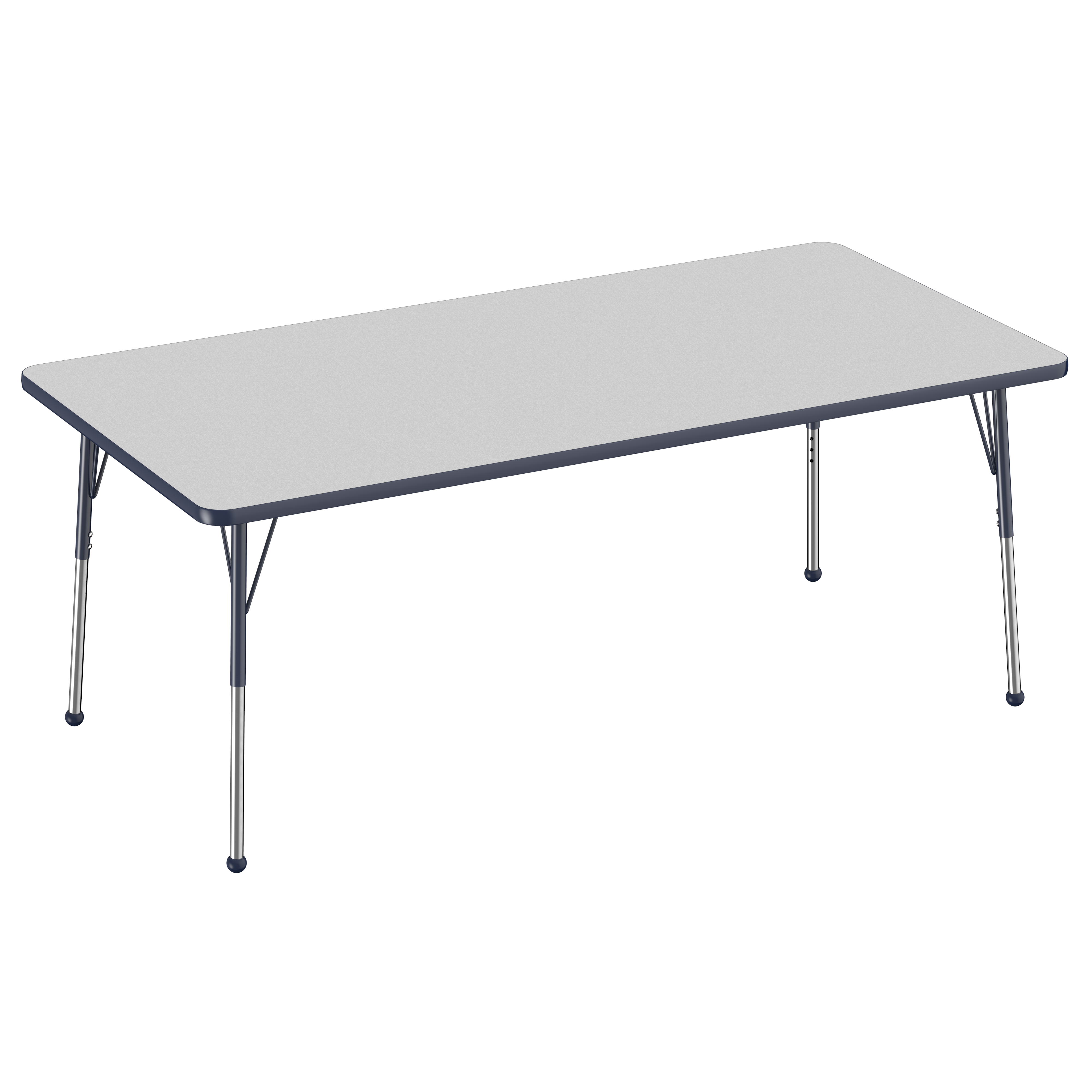36" x 72" Rectangle T-Molding Activity Table with Adjustable Standard Ball Glide Legs - Gray/Navy