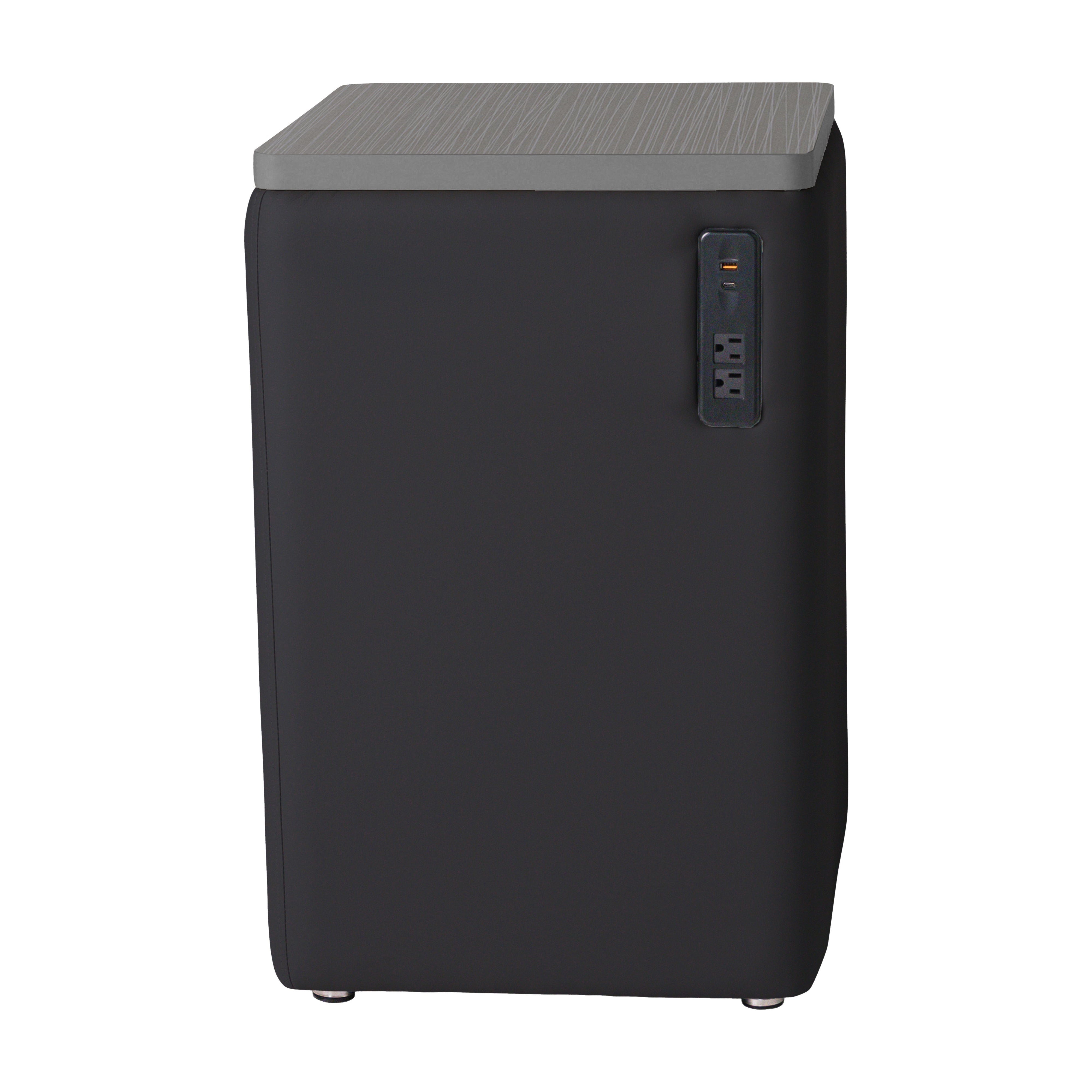 Pro Series Upholstered 18" x 18" Square Ottoman Table with Tech Panel 28" Height - Black/Cosmic Strandz
