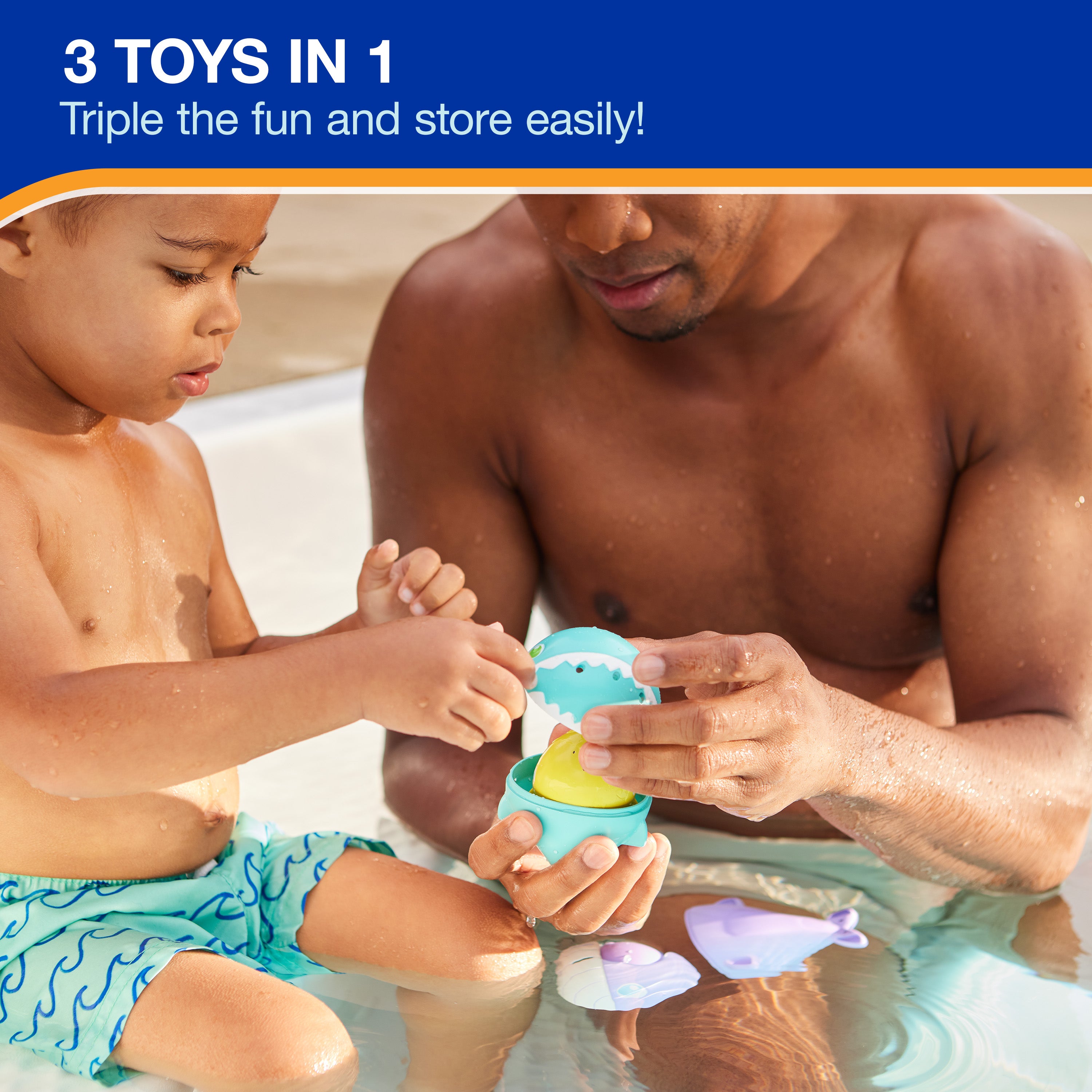 SwimWays Nesting Fish Water Toy, Kids Pool Accessories & Swimming Pool Toys, 3-in-1 Fish-Themed Pool Toys for Kids Ages 3 & Up