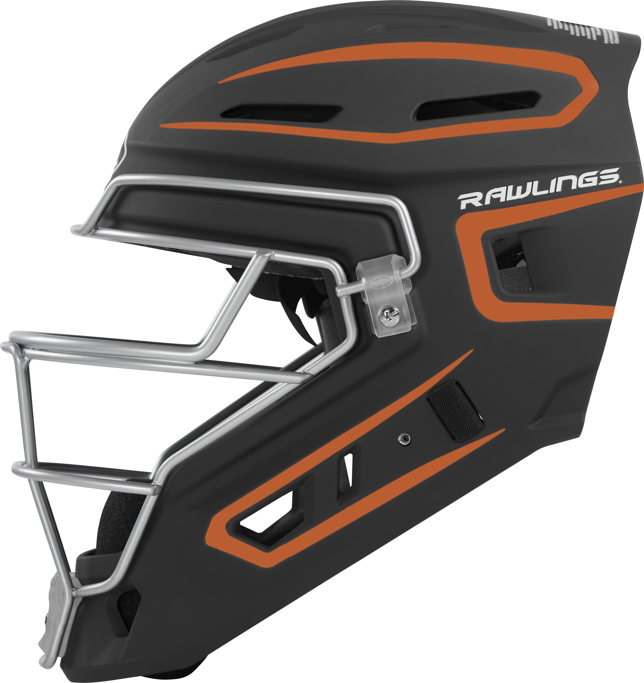 Rawlings Velo 2.0 Matte Senior Catchers Helmet - Black/Athletic Orange