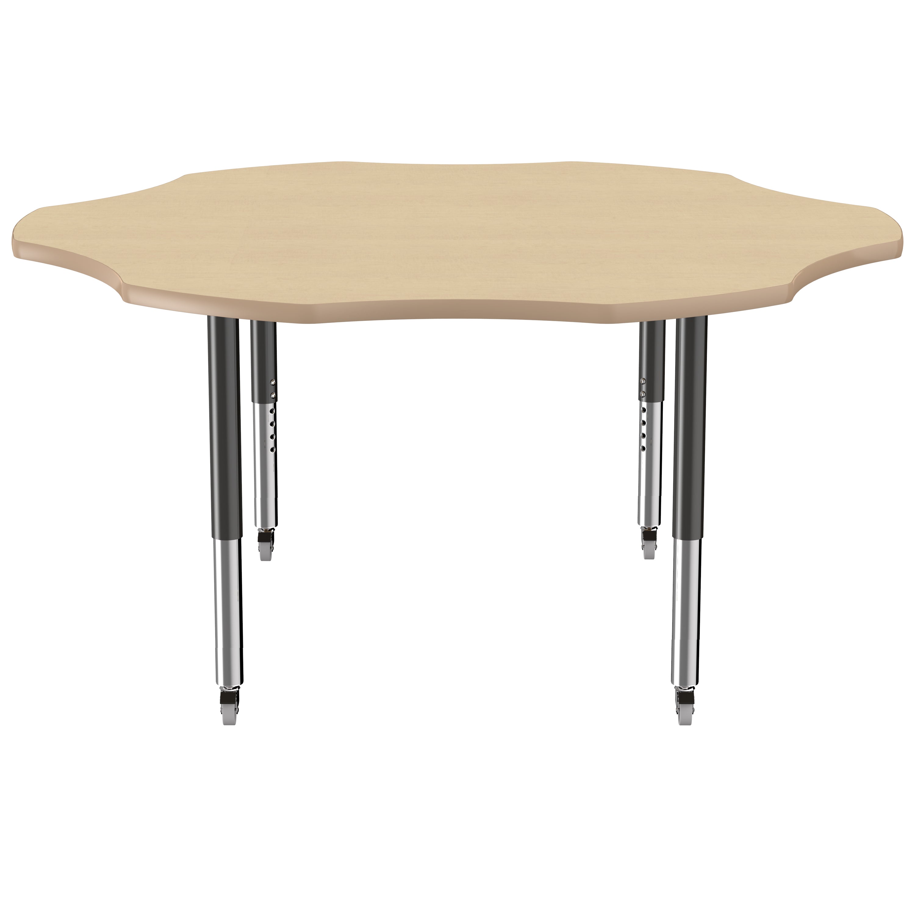 60" x 60" Flower T-Molding Activity Table with Adjustable Super Legs - Maple/Maple/Black