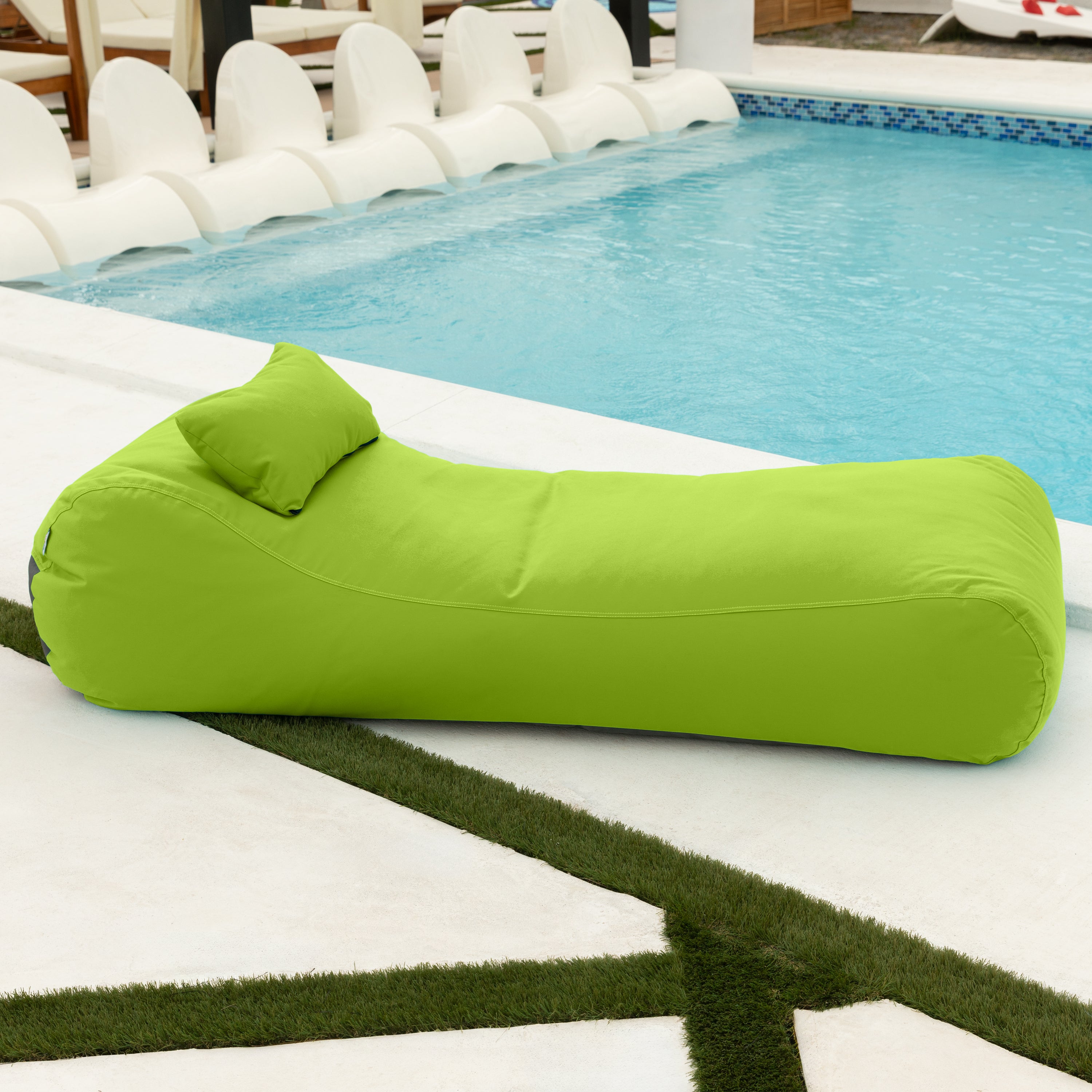 Arlo Outdoor Bean Bag Sun Lounger - Pool and Patio Chaise Recliner, Lime Green