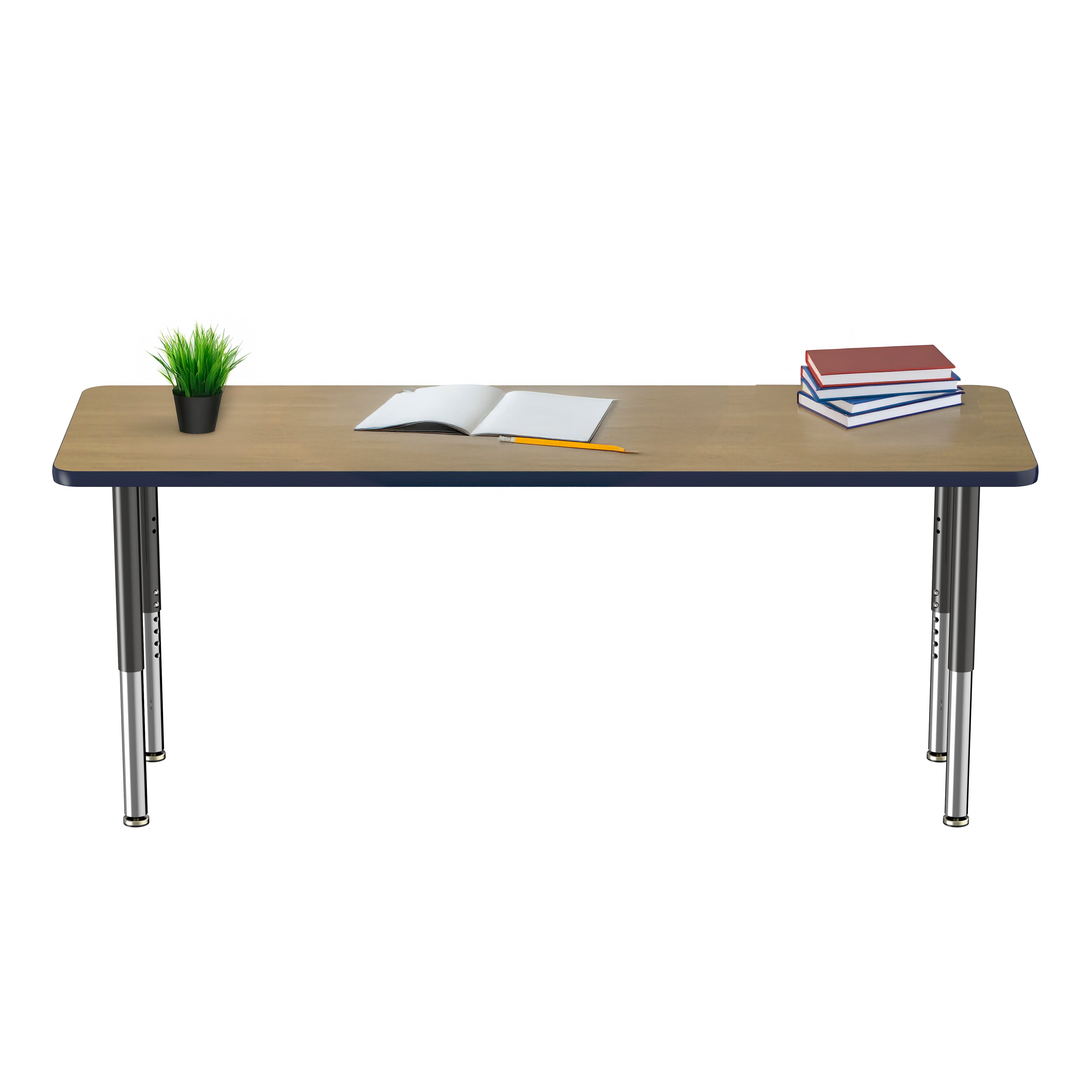 24" x 72" Rectangle T-Molding Activity Table with Adjustable Super Legs - Pasadena Oak/Navy/Black