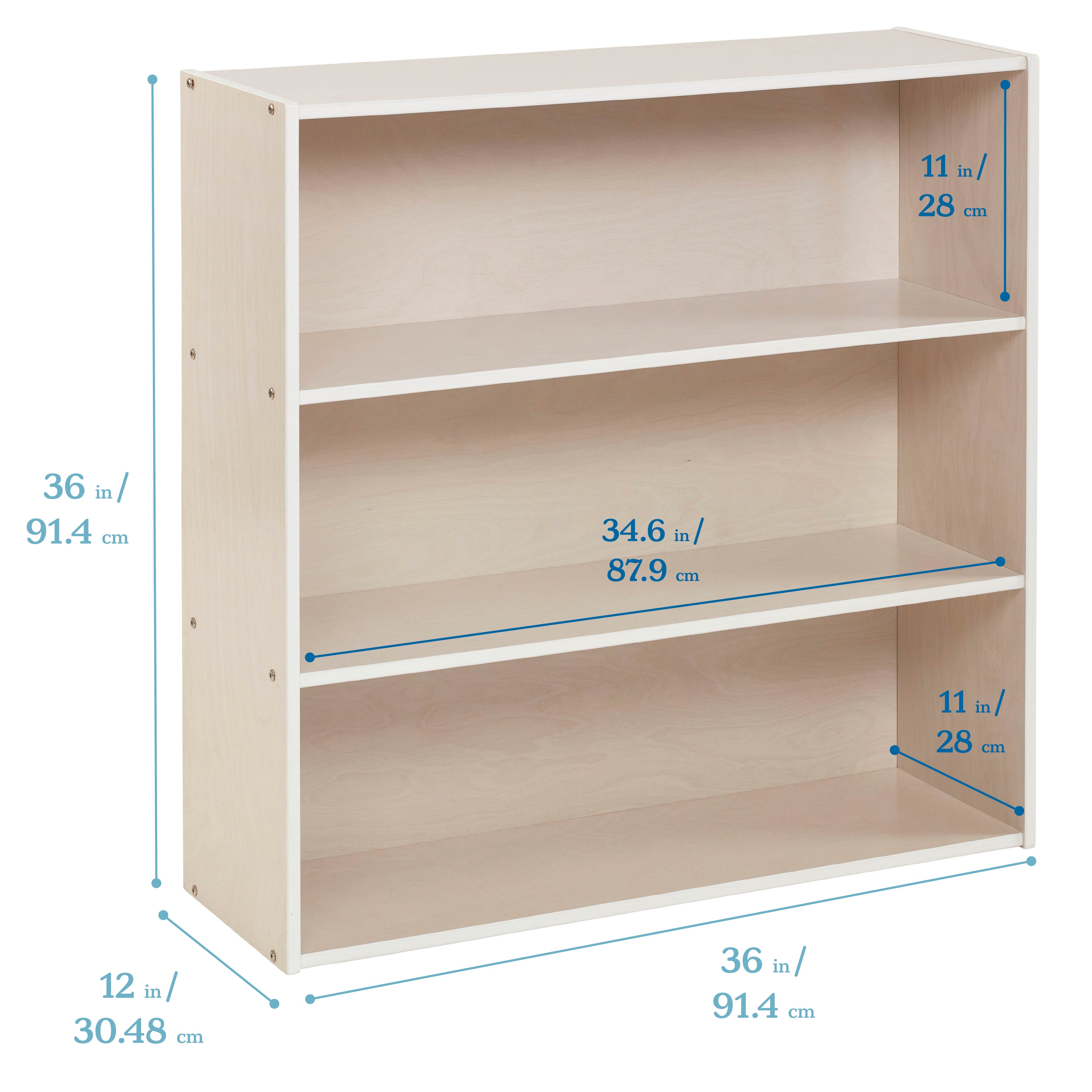 Streamline 3-Shelf Storage Cabinet with Back 36in H - White Wash