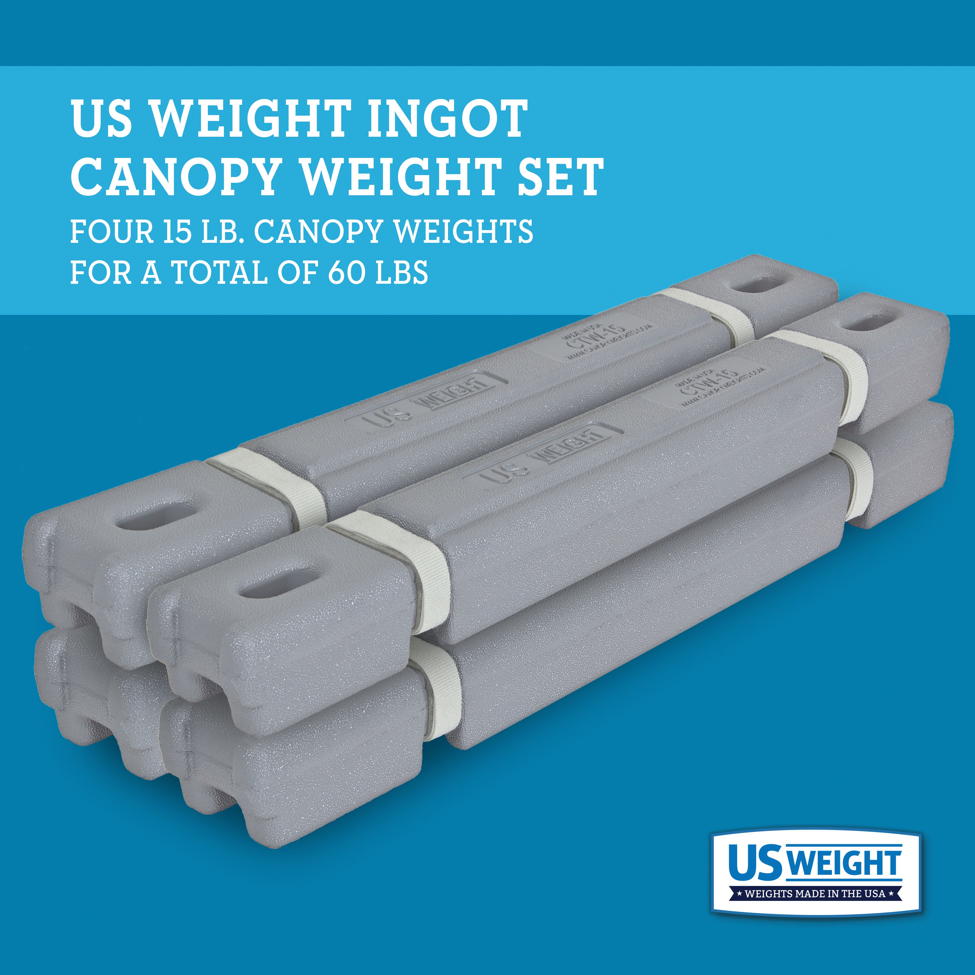 Ingot Set of 4, 15 lb Weights  (Grey)