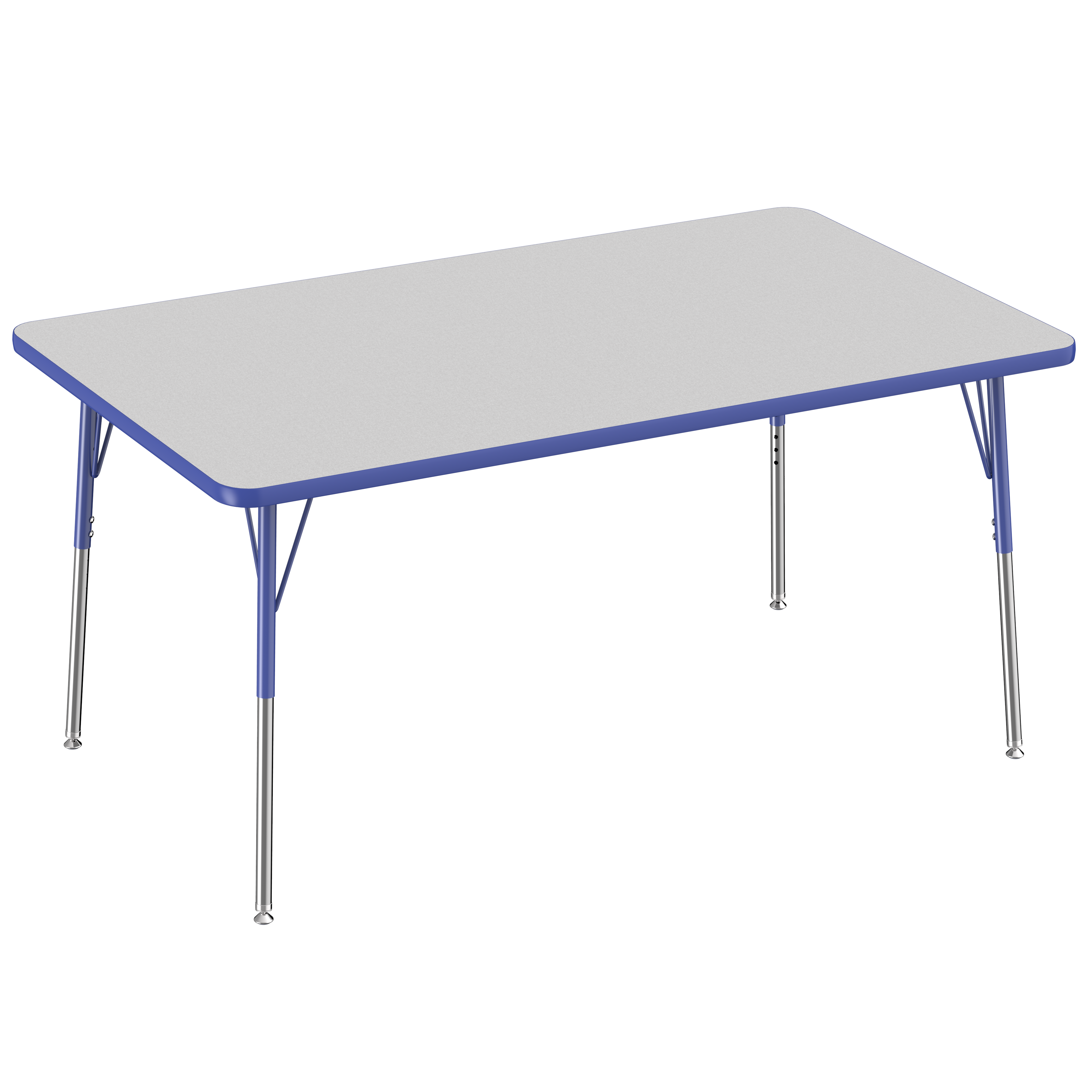 36" x 60" Rectangle T-Molding Activity Table with Adjustable Standard Swivel Glide Legs - Gray/Blue