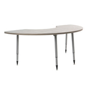 Adapte 36" x 72" Half Moon Woodgrain Activity Table with Adjustable Tapered Legs - Light Gray Wood/Silver
