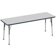 24" x 72" Rectangle T-Molding Activity Table with Adjustable Standard Ball Glide Legs - Gray/Navy
