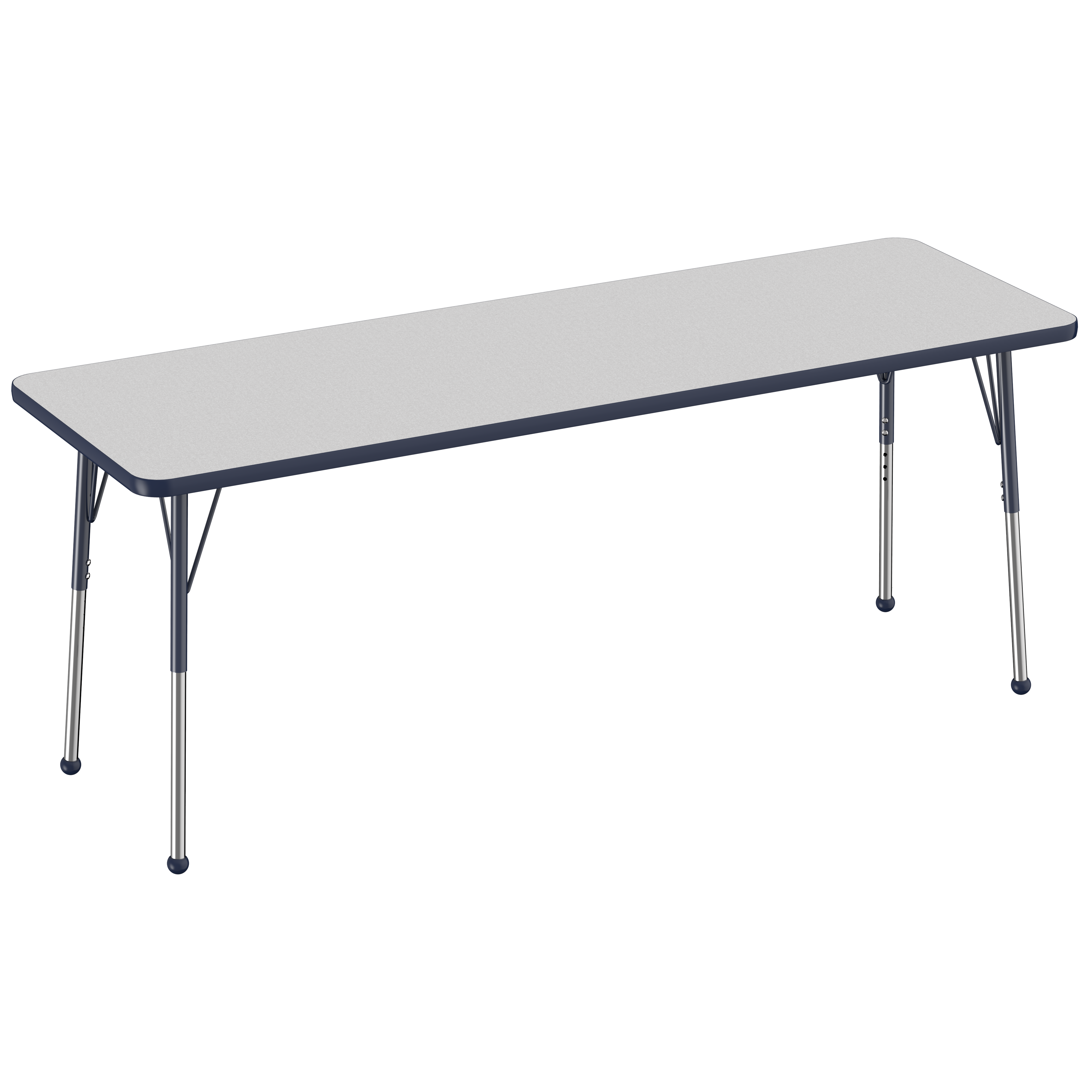 24" x 72" Rectangle T-Molding Activity Table with Adjustable Standard Ball Glide Legs - Gray/Navy