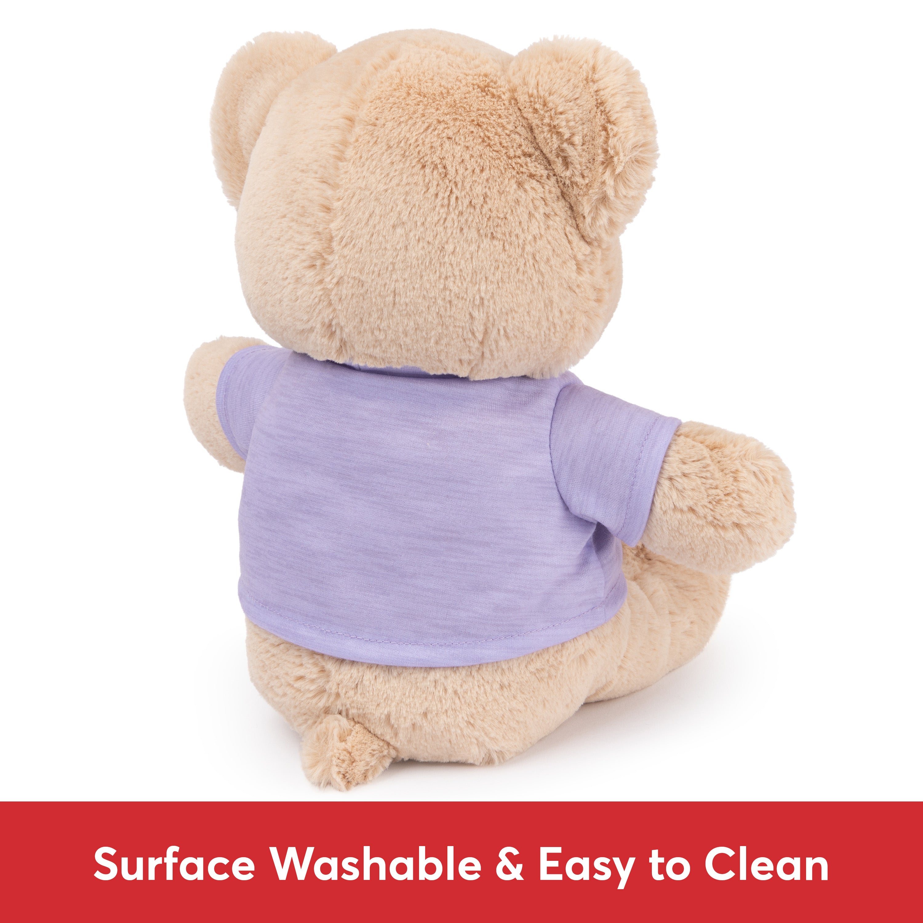 GUND “Reach for the Stars” Sustainable Message Bear with Purple T-Shirt, Teddy Bear Made from 100% Recycled Materials for Ages 1 and Up, Tan, 12”