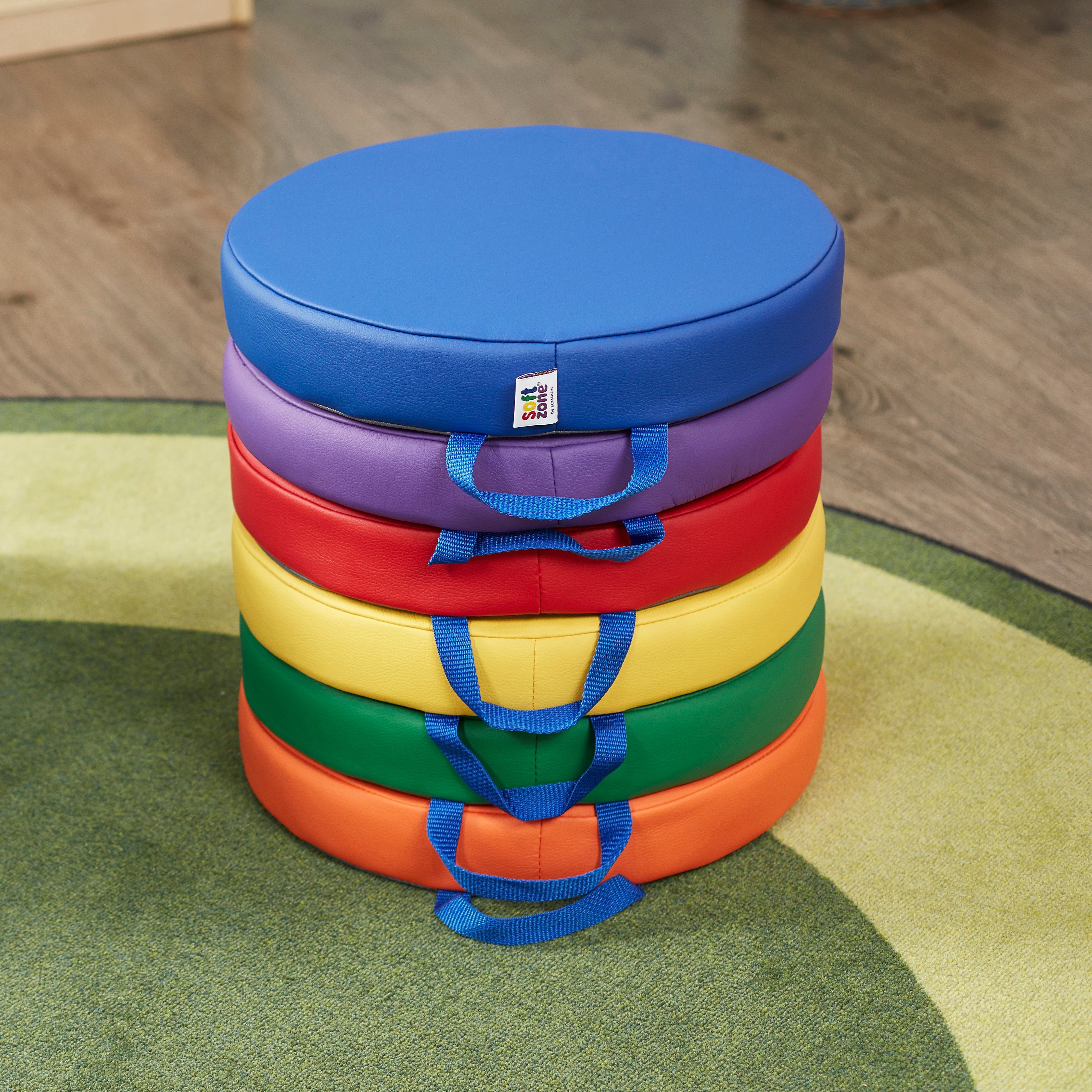 SoftZone Round Floor Cushion with Handle 6-Piece - Assorted