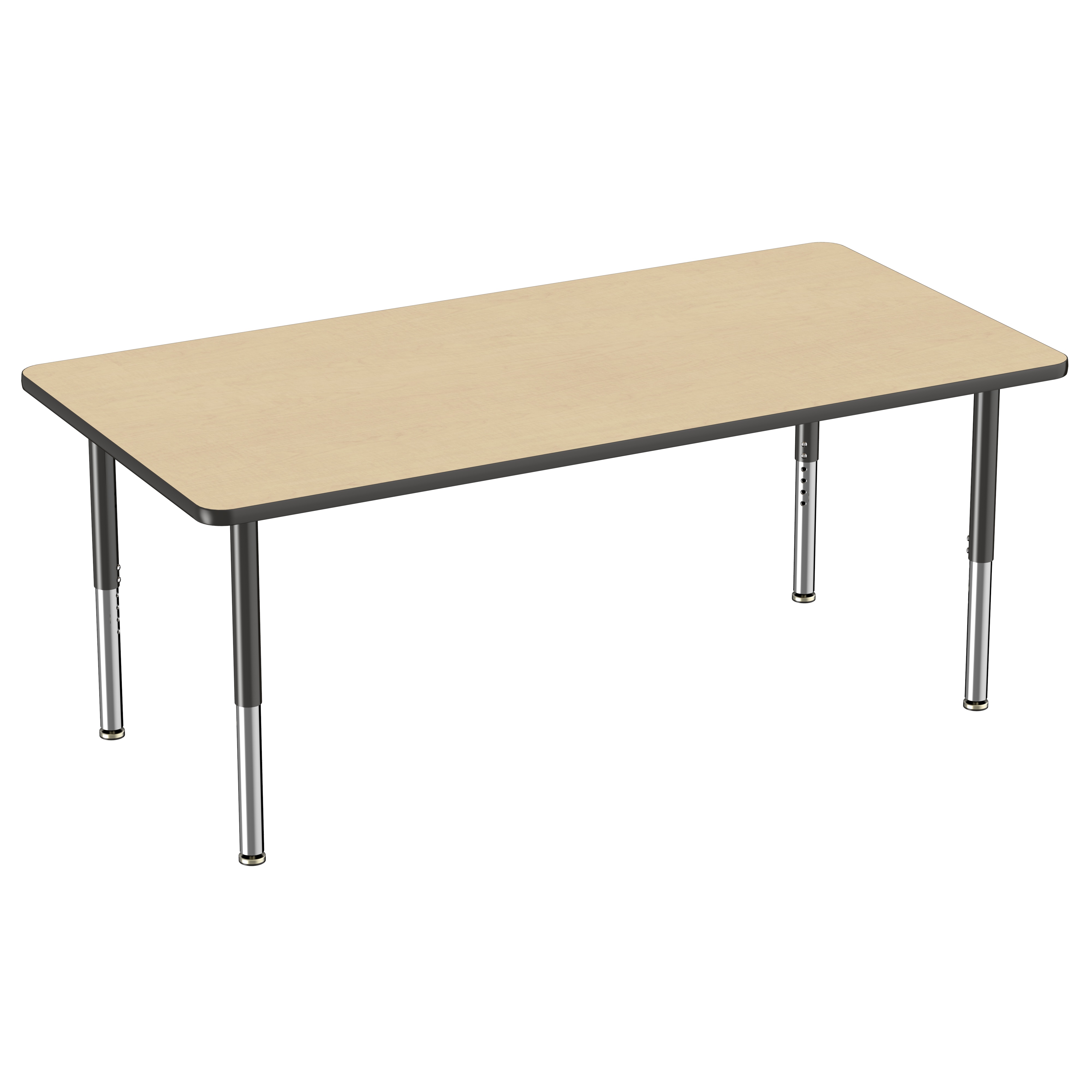 36" x 72" Rectangle T-Molding Activity Table with Adjustable Super Legs - Maple/Black
