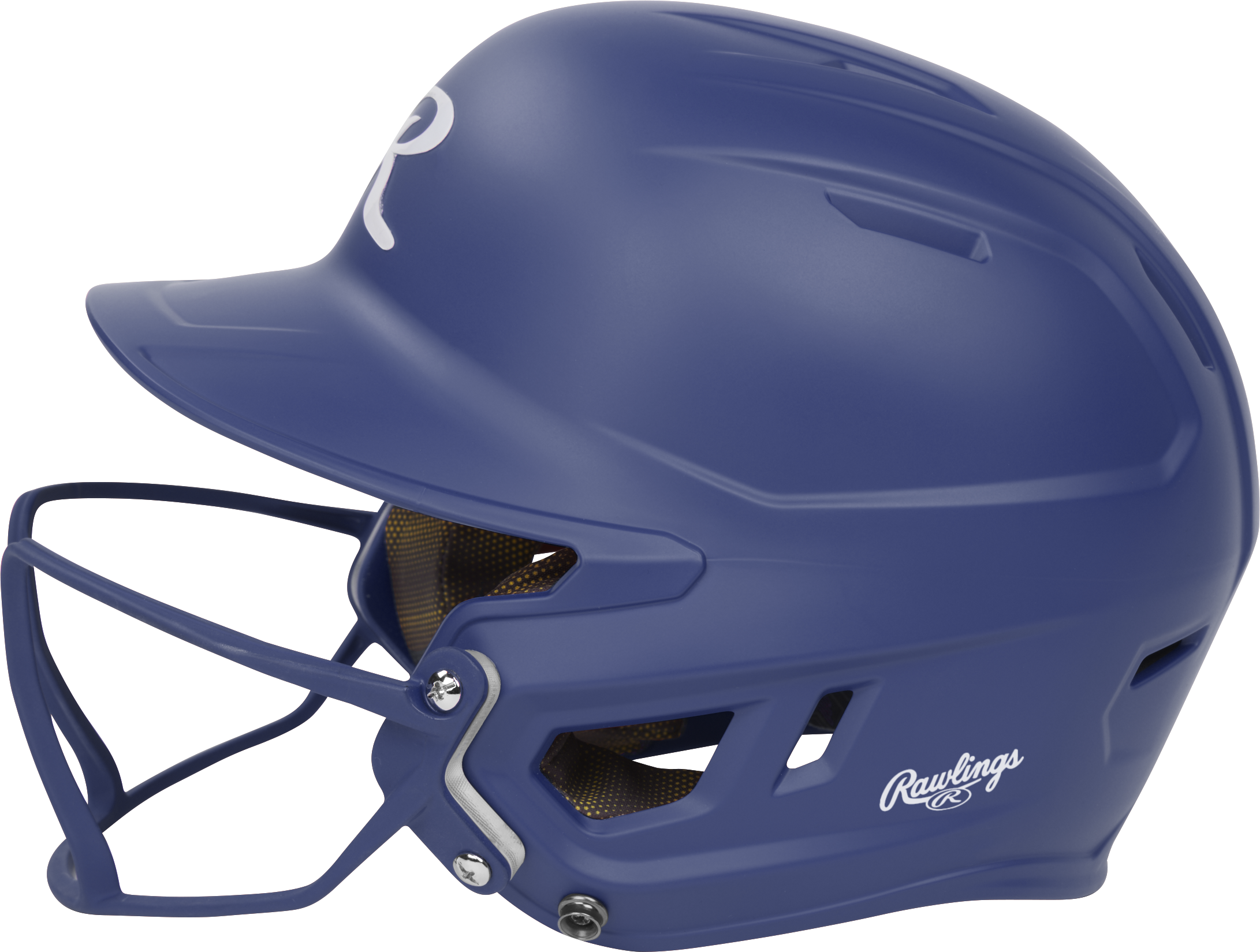 Rawlings Mach Hi-Viz Senior Matte Batting Helmet With Hi-Viz Face Guard - Royal