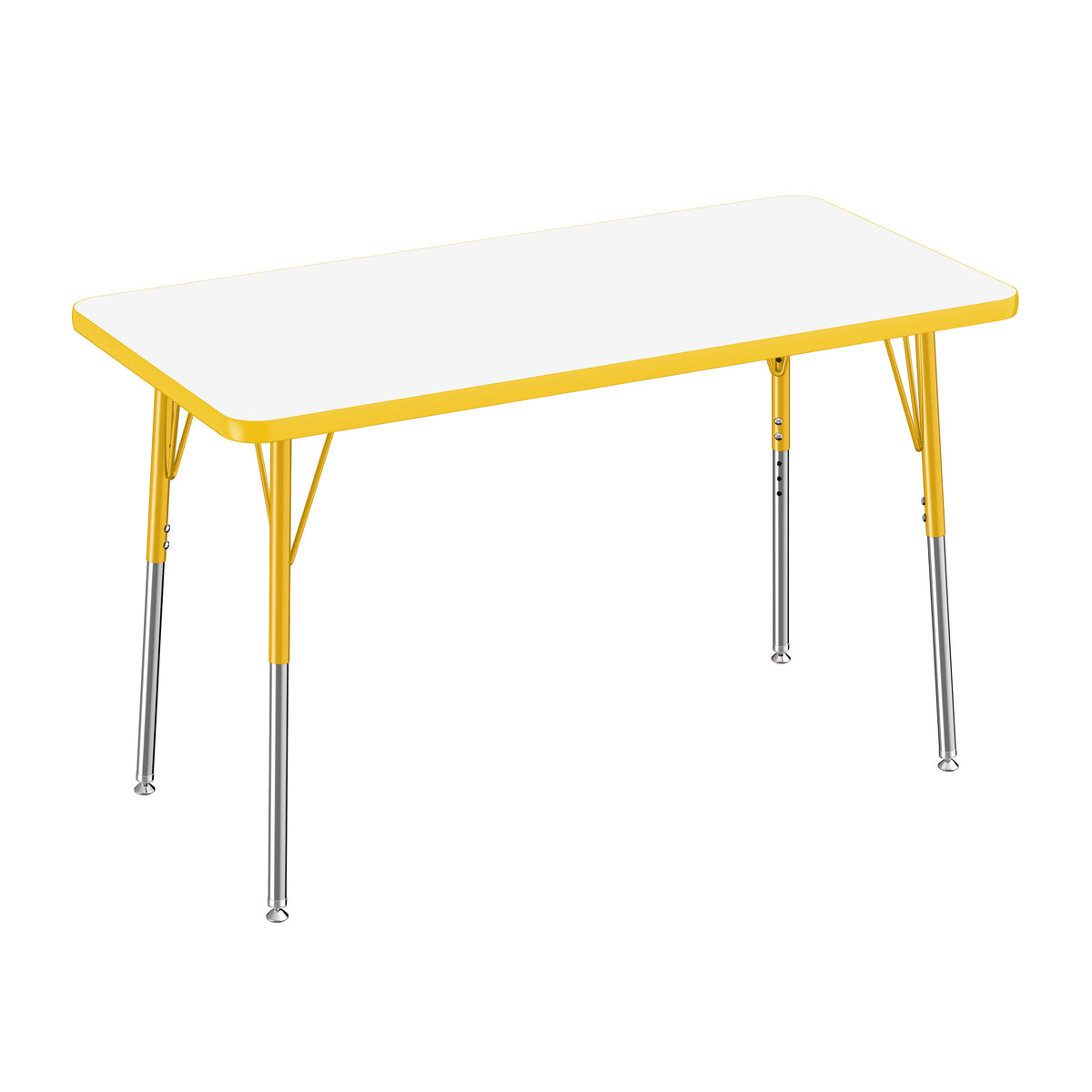 24" x 48" Rectangle Dry-Erase Activity Table with Adjustable Standard Swivel Glide Legs - Whiteboard/Yellow