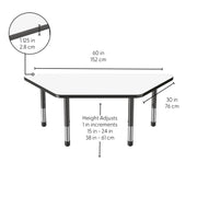 30" x 60" Trapezoid Dry-Erase Activity Table with Adjustable Chunky Legs - Whiteboard/Black