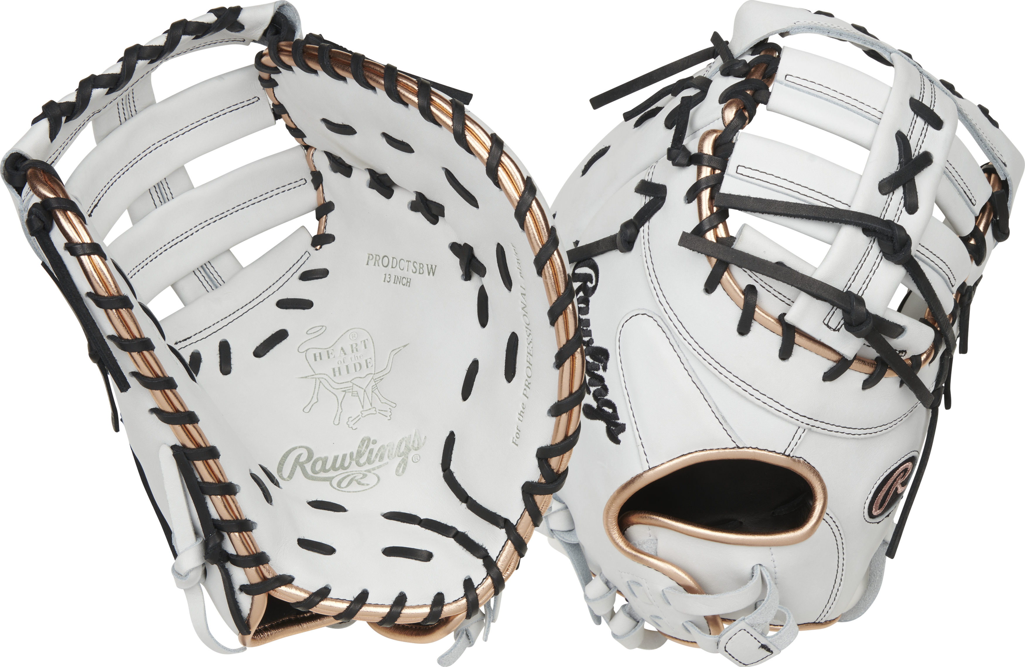 Rawlings Heart Of The Hide Series First Base Mitt 13-Inch Softball Glove - Right Hand Thrower - White