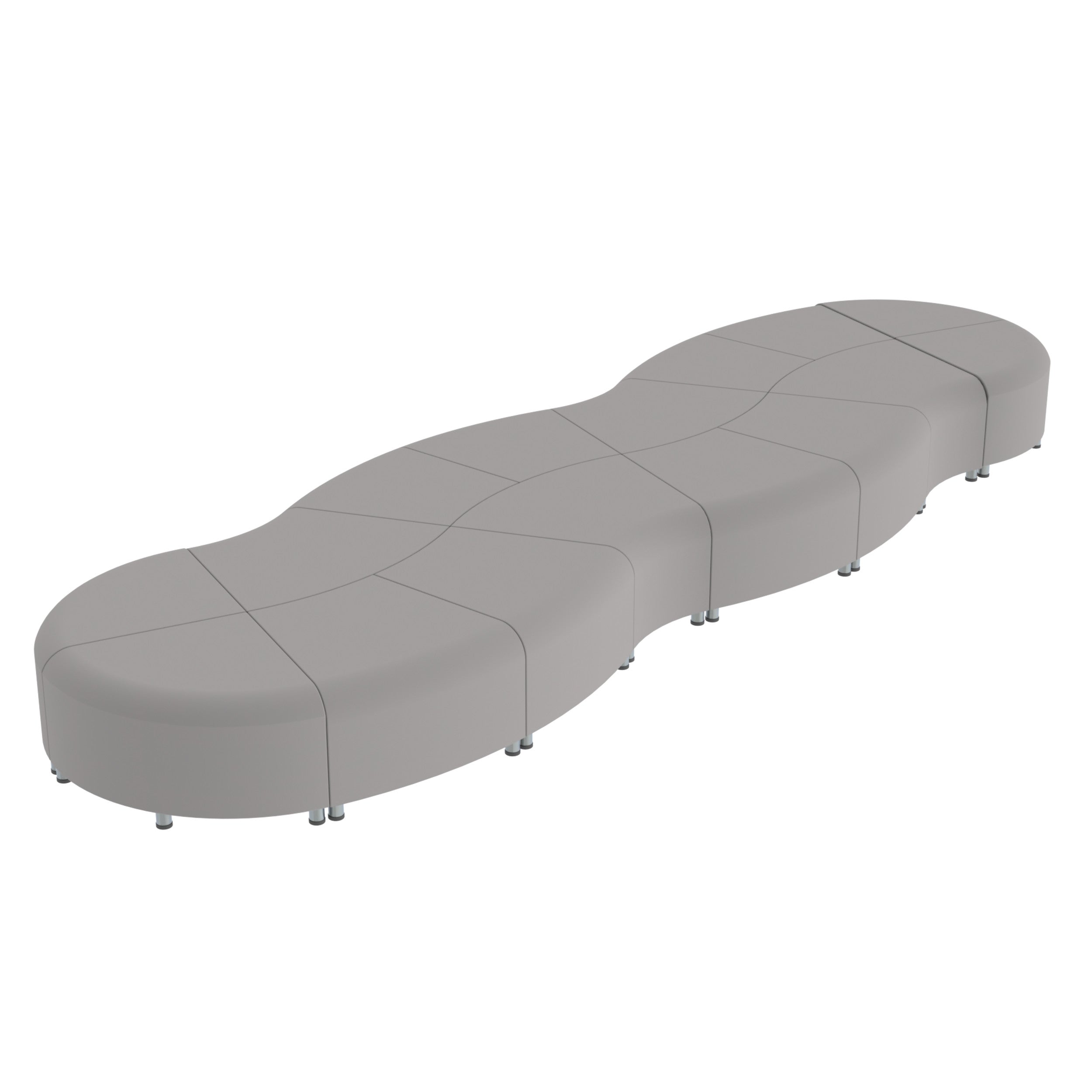 Pro Series Connect Curved Swell Backless Seating, 16-Piece Set - Gray