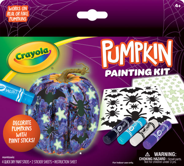 Crayola Galaxy No Carve Pumpkin Decorating Kit, Less Mess Kids Paint Set, Glow in the Dark Stickers