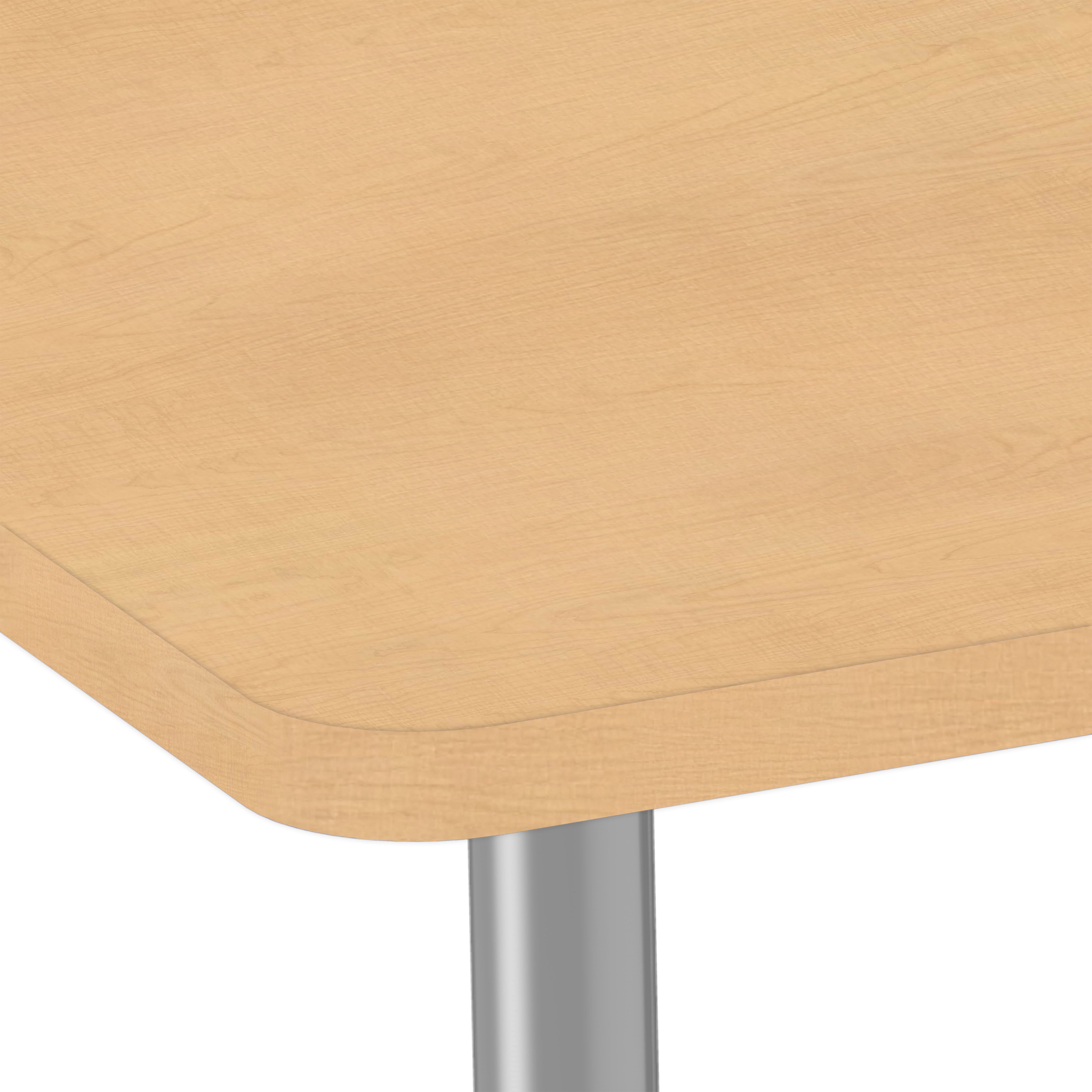 Adapte 36" x 72" Half Moon Woodgrain Activity Table with Adjustable Tapered Legs - Maple Grain/Silver