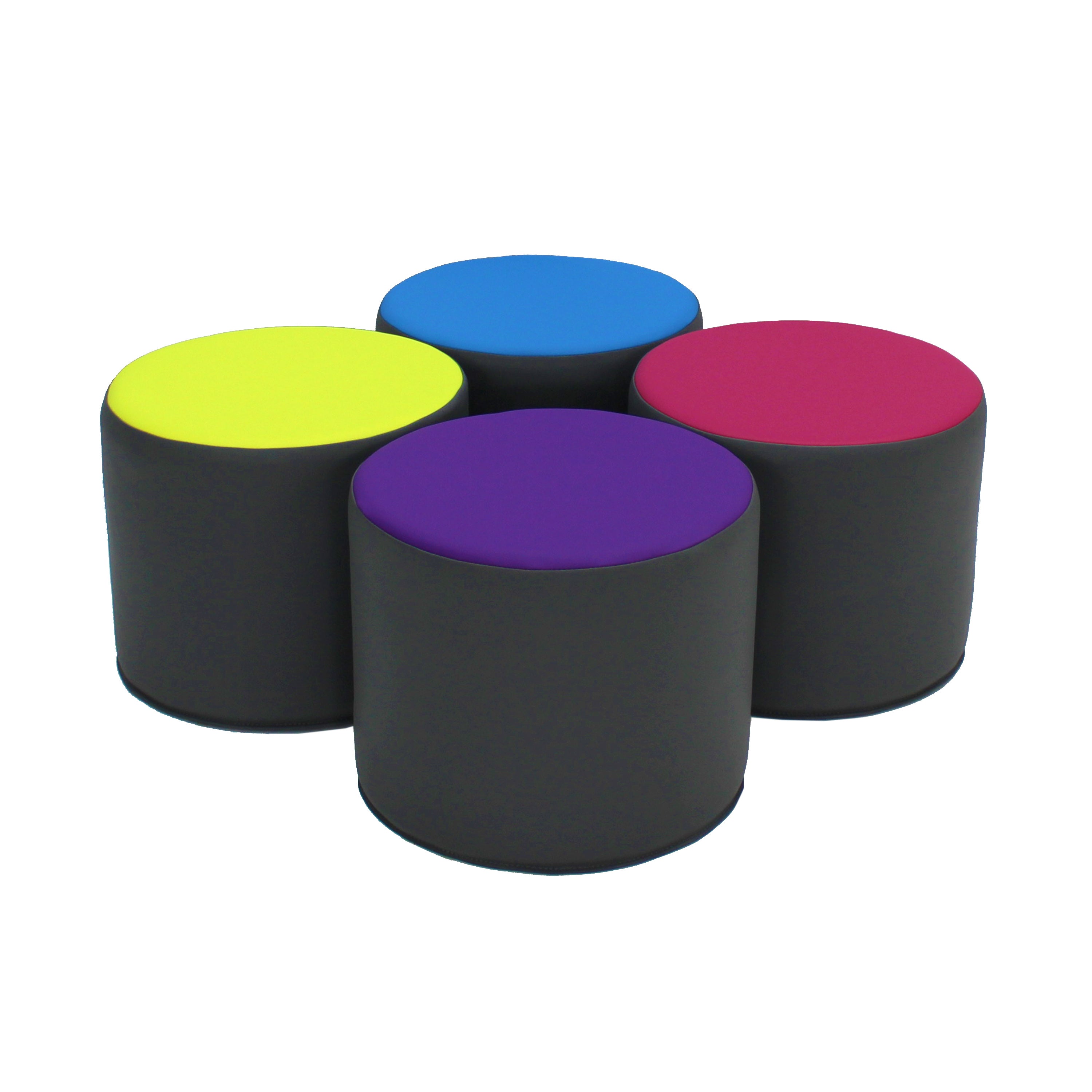 SoftScape 15" Round Accent Ottomans, 4-Piece - Dark Gray