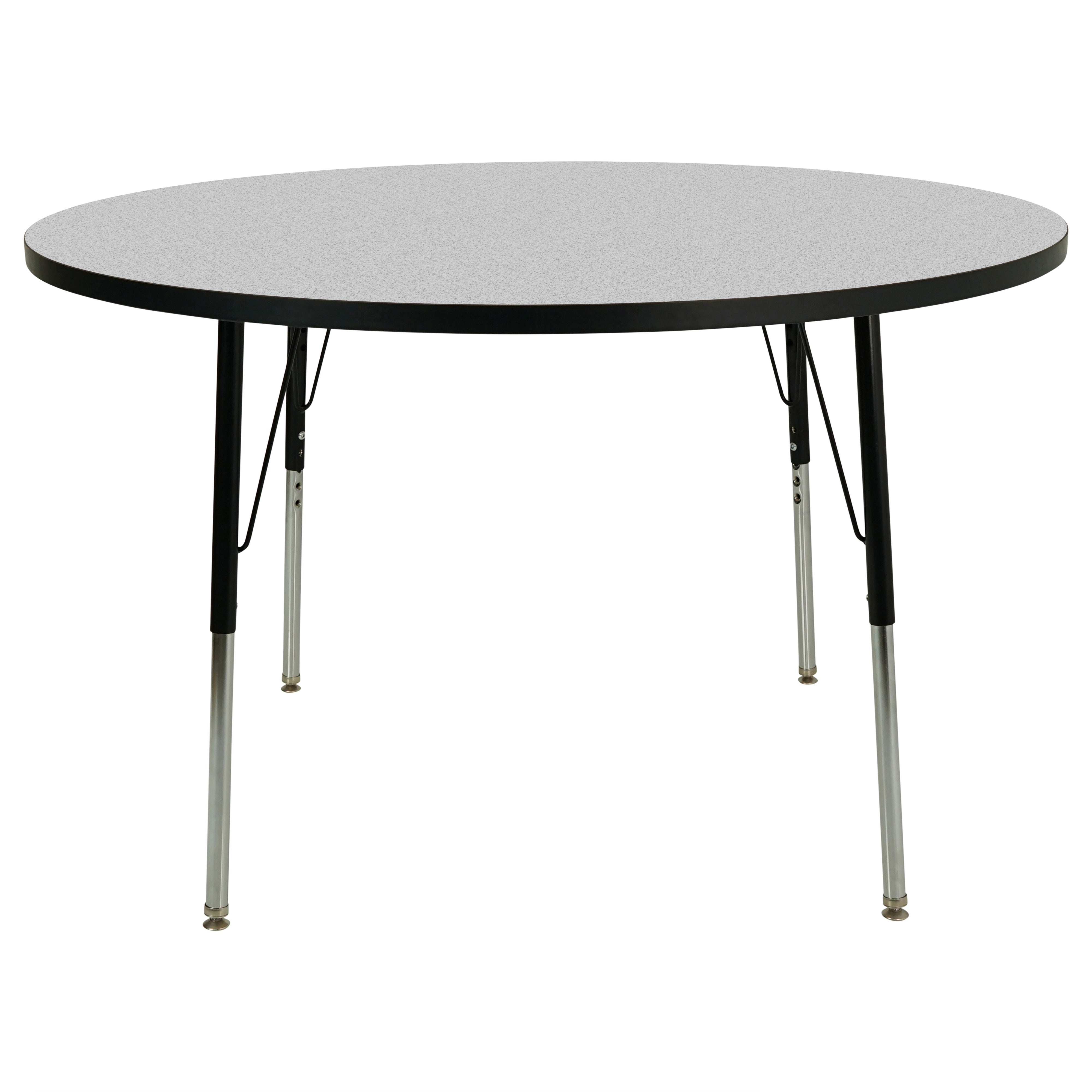 48" Round Thermofused Activity Table with Adjustable Standard Swivel Glide Legs - Gray/Black