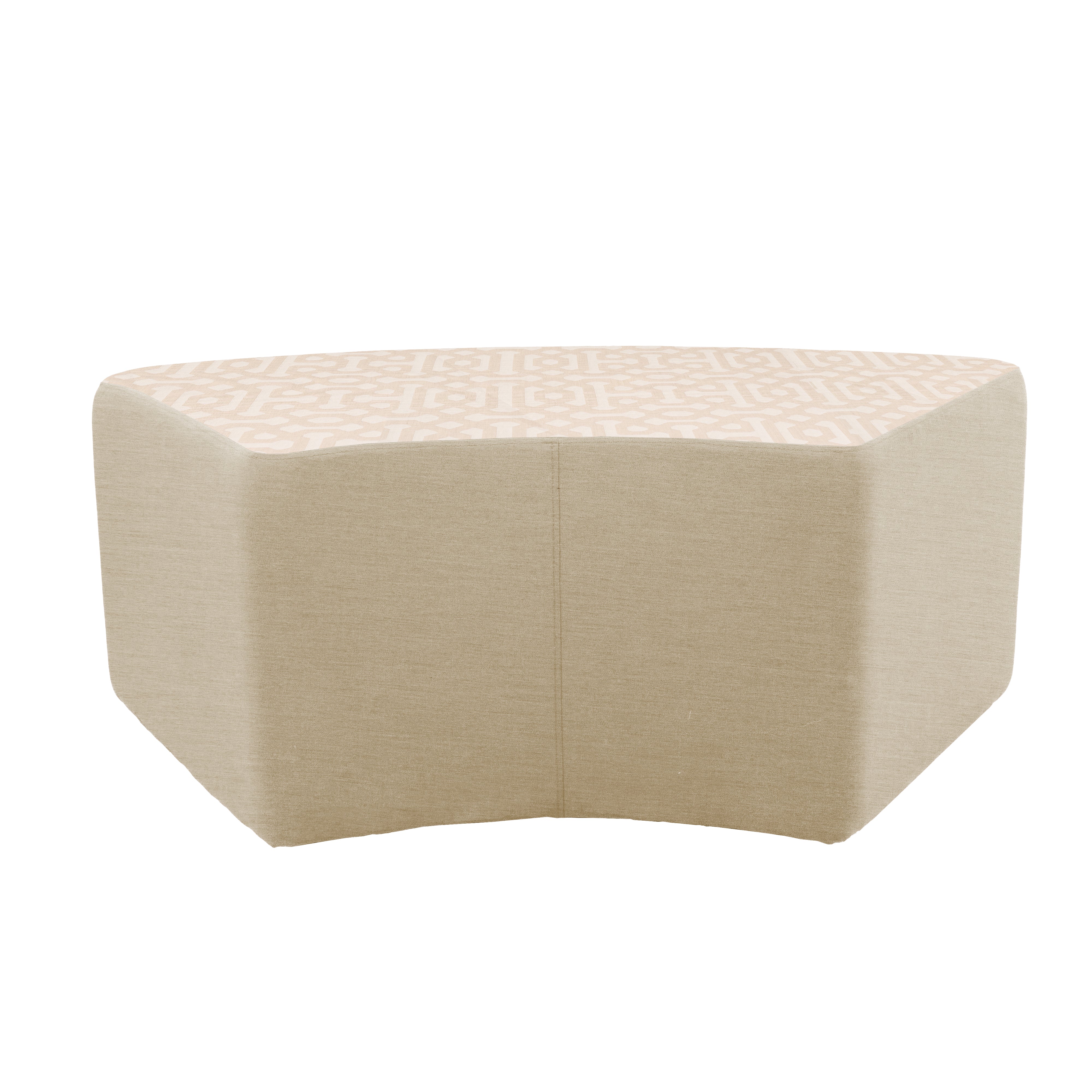 Outdoor 24" x 48" S-Curve Ottoman with Sunbrella, 18" H - Fretwork Flax/Spectrum Sand