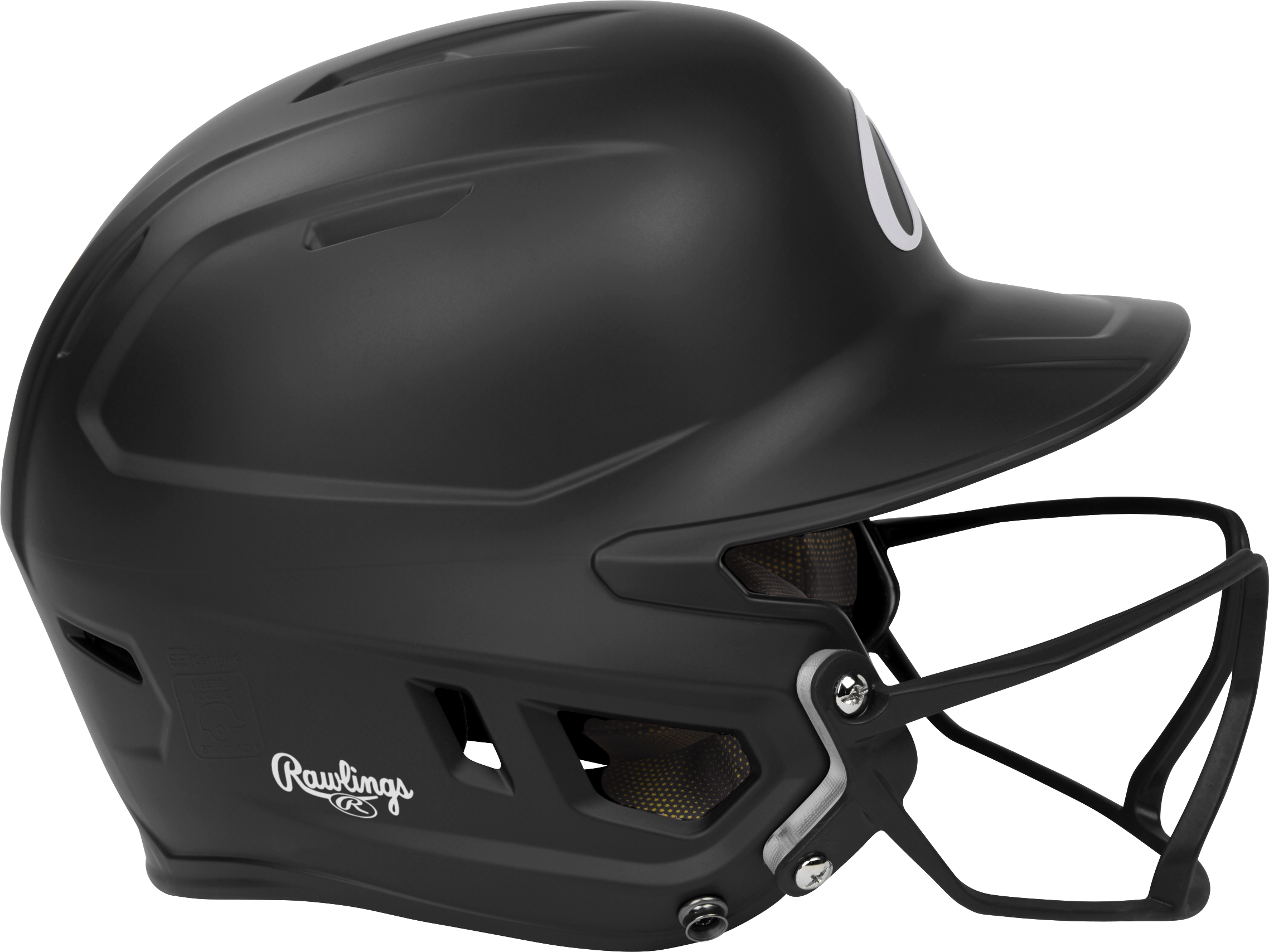 Rawlings Mach Hi-Viz Senior Matte Batting Helmet With Hi-Viz Face Guard - Black